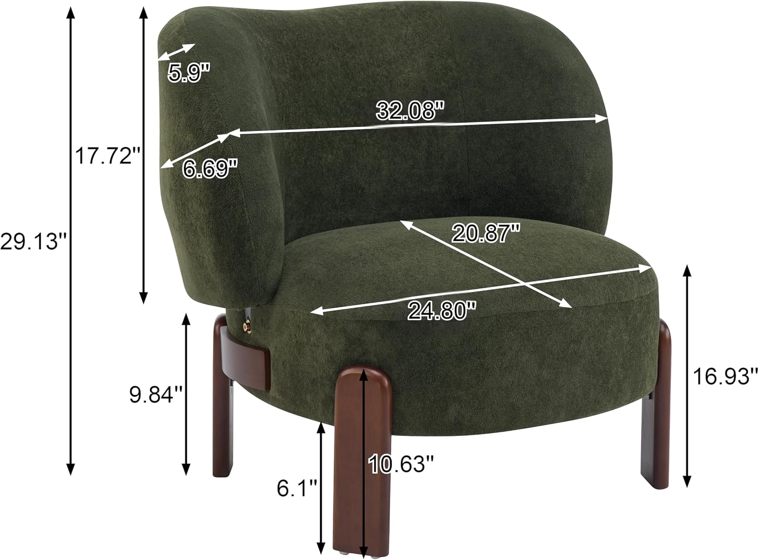 Christopher Knight Home Lily Wingback Accent Chair, Fabric Upholstered Club Chair, Solid Wood Single Lounge Sofa, Comfy Reading Chair for Living Room, Olive Green