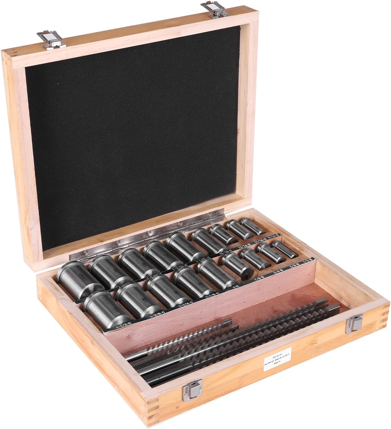 Keyway Broach Kit Broaching Cutter Shim Set with 5 Broaches 18 Bushings and 7 Shims 30pcs for Metalworking and Manufacturing