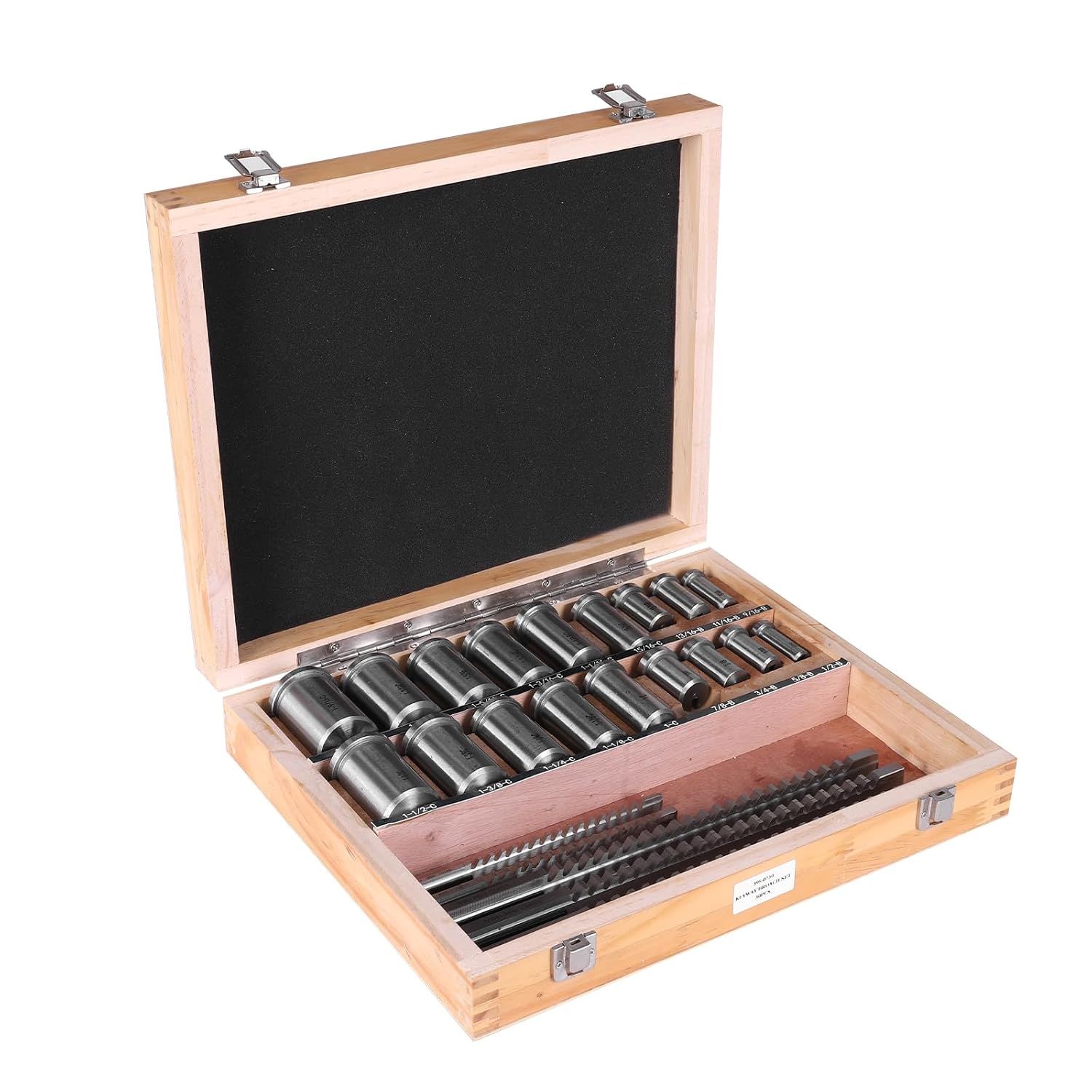 30-Piece Keyway Broach Kit, 5 High-Speed Steel Broaches with 18 Bushings & 7 Shims, Standard Metric Keyway Cutting Tool Set for Metalworking