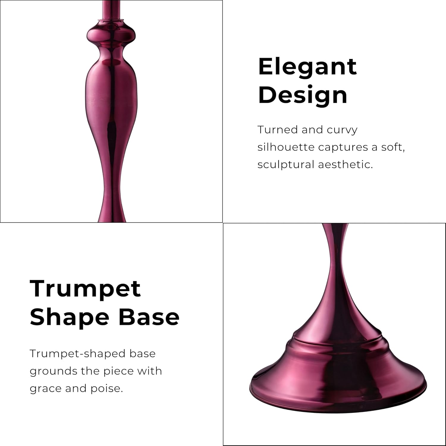 Homes: Inside + Out Halric Modern 24' Tall Round End Table with Decorated Tabletop and Iron Metal Base, Accent Furniture, Elegant Pedestal Stand for Living Room, Home Office, Chrome Purple