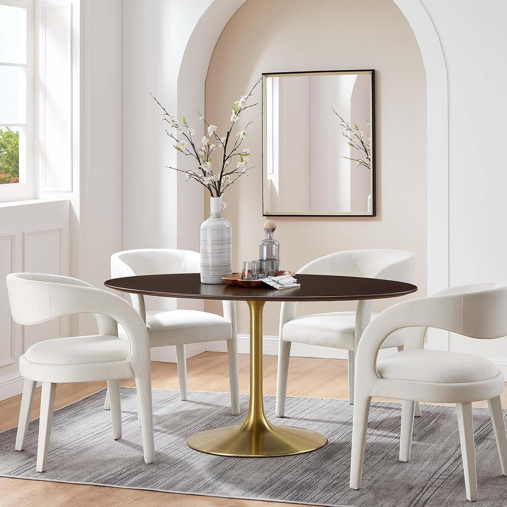 Modway Lippa Dining Table, 60', Gold Cherry Walnut
