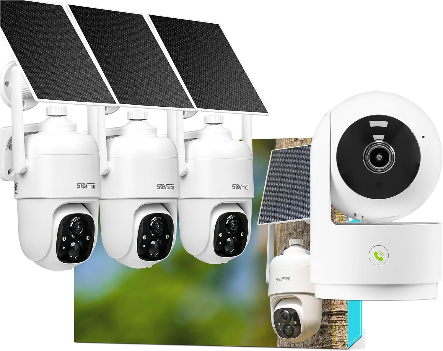 Vicohome AI 2K Outdoor Solar Battery Security Cam & Indoor Plug-in Cam System, Two Way Audio, Motion Detection, 360° View, Easy to Setup, Color Night Vision, Audible Siren, 180 Days Exchange Policy