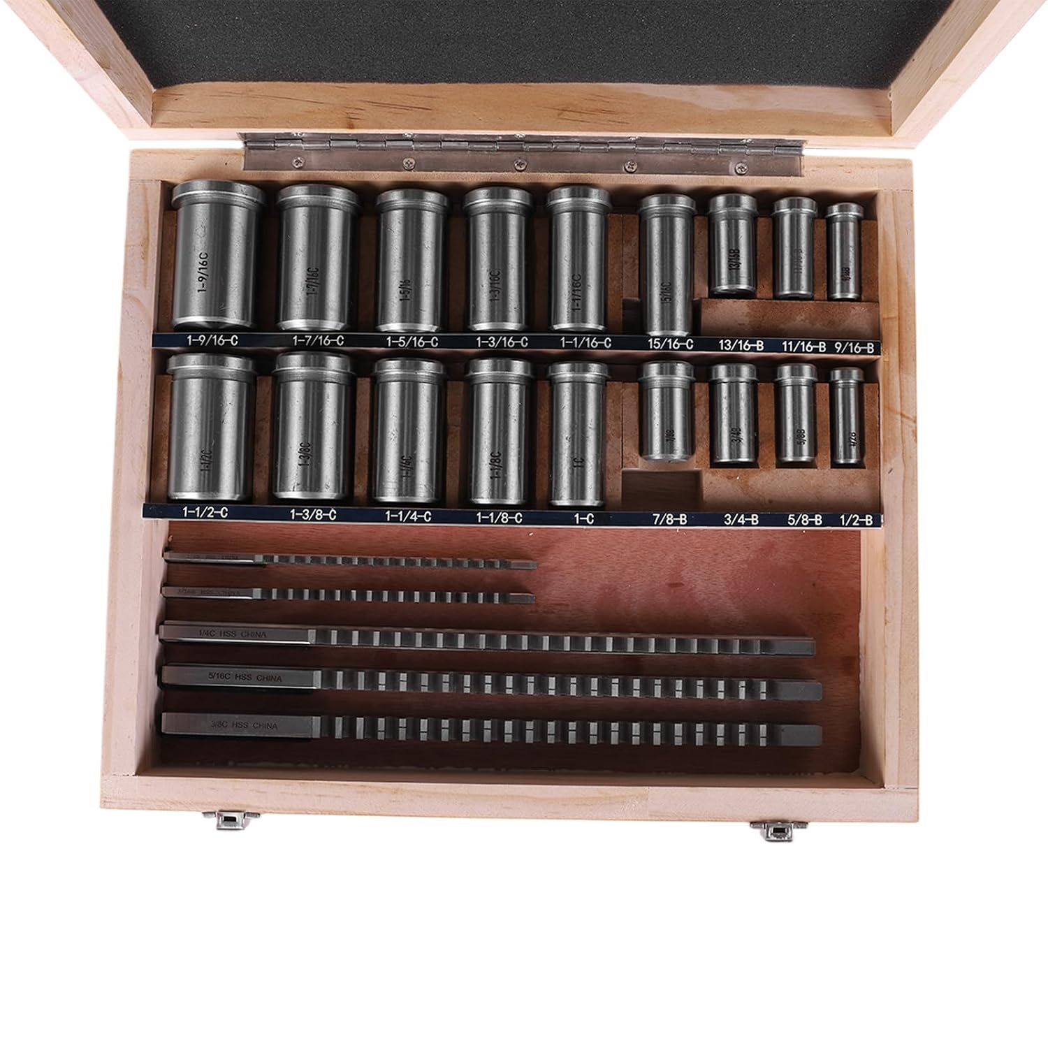 Keyway Broach Set Rectangular Spline Broaching Kit with 5 Broaches 18 Bushings and 7 Shims 30pcs for Metalworking Cutting Tools for Lathe Keyway