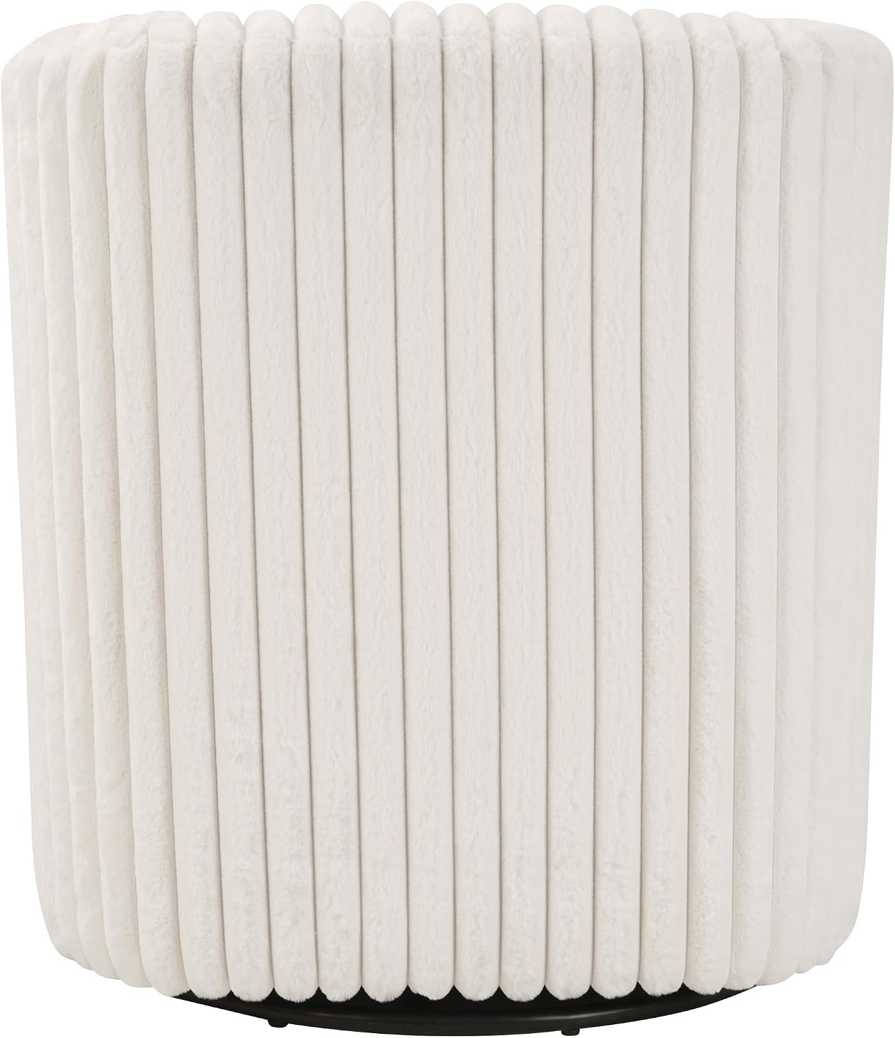 OSP Home Furnishings Lucia Modern Barrel Swivel Accent Chair, White Cord Fur Fabric