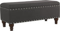 HomePop 42' Storage Bench with Nailhead Trim - Charcoal