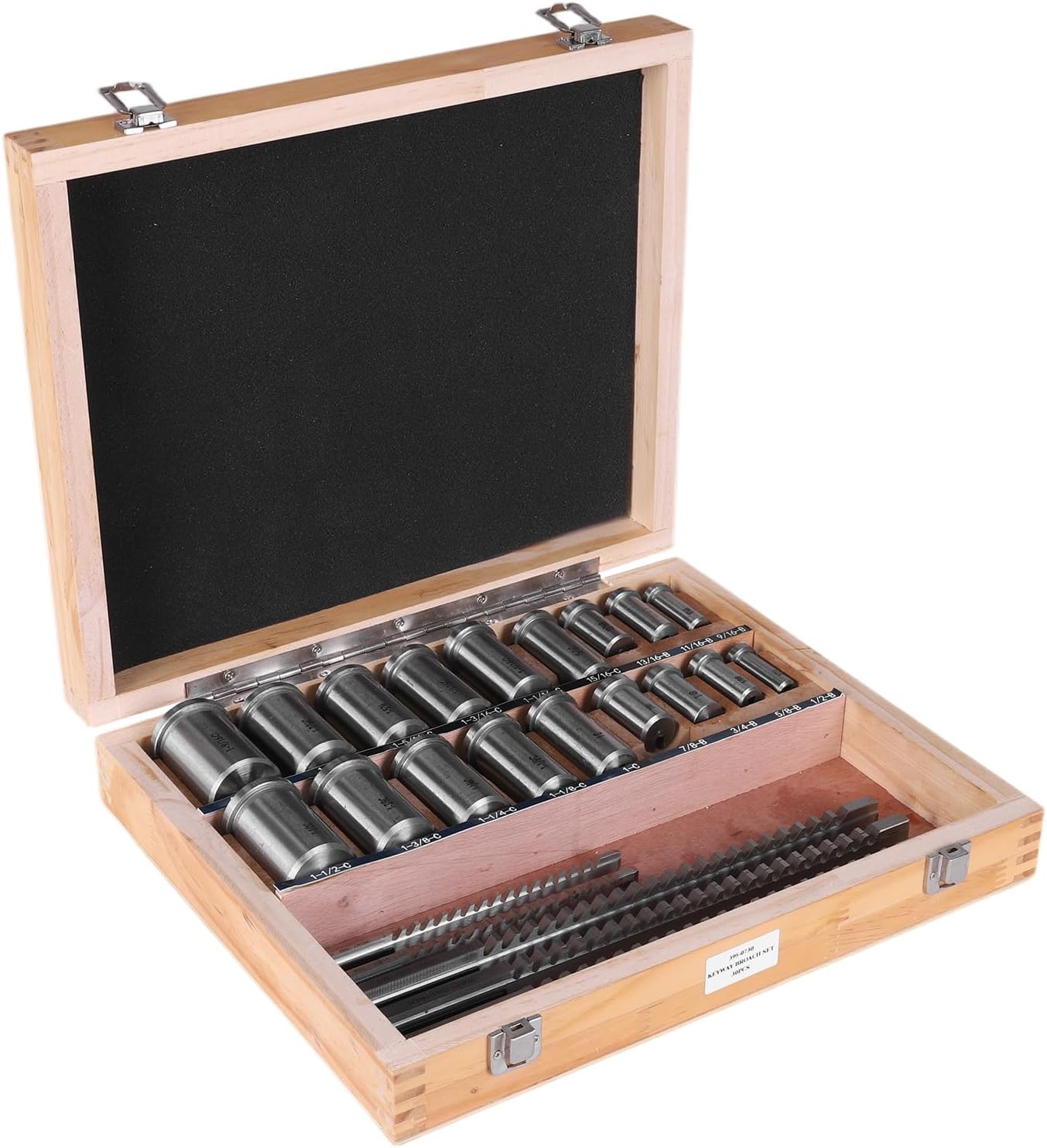 Generic Keyway Broach Kit Metalworking Tool Bushing Spacer Set with 5 Broaches 18 Bushings 7 Shims 30pcs for Metalworking and Manufacturing