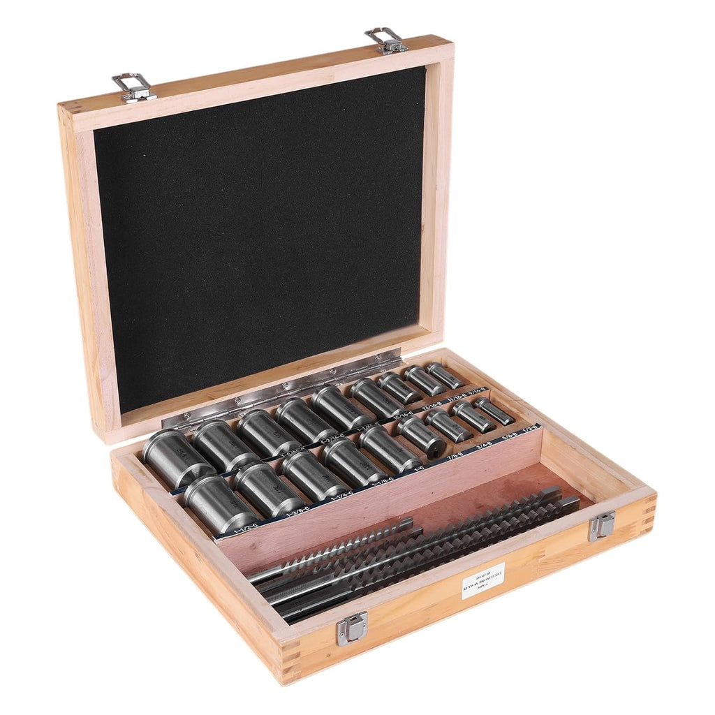 Keyway Broach Set Rectangular Spline Broaching Kit with 5 Broaches 18 Bushings and 7 Shims 30pcs for Metalworking Cutting Tools for Lathe Keyway