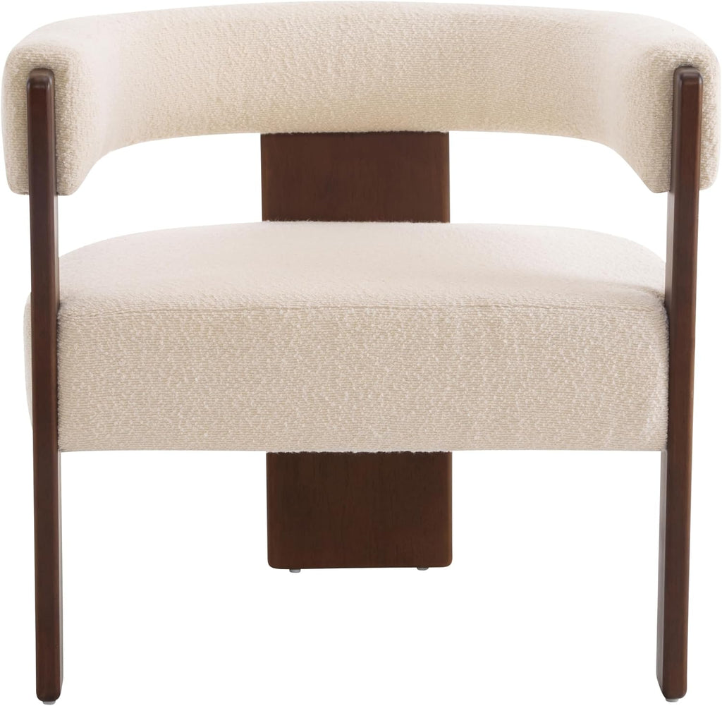 Christopher Knight Home Nettie Modern Accent Chair for Living Room, Boucle Fabric Single Lounge Sofa Chair with Wooden Frame, Comfy Reading Chair for Bedroom, Lounge Armchair with Soft Cushion, Beige