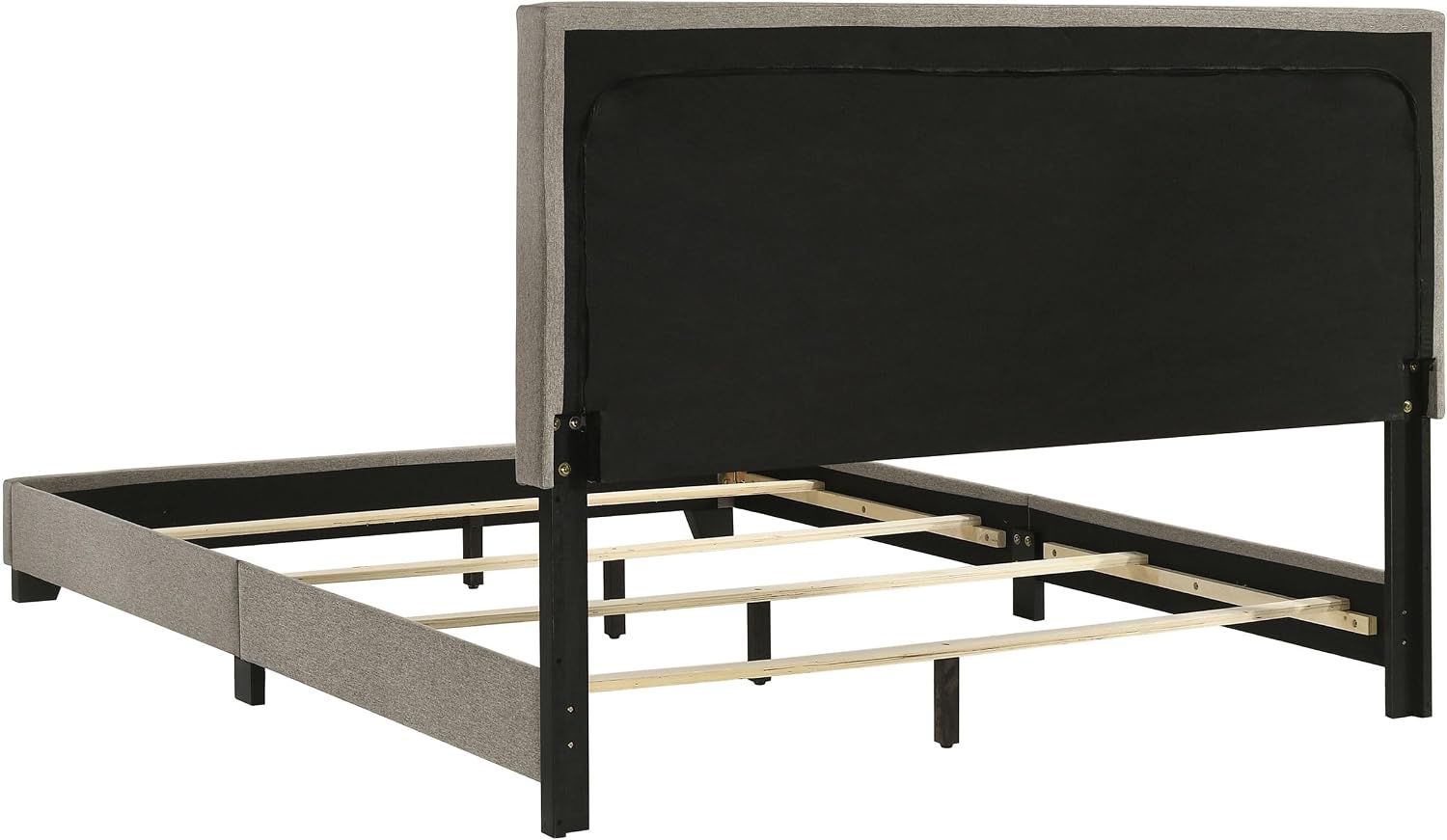 Coaster Home Furnishings - Dorian - Fabric Upholstered Wood Panel Bed with Padded Headboard, Wood Legs and Transitional Style - Bedroom - Queen Size - Taupe - 300851Q