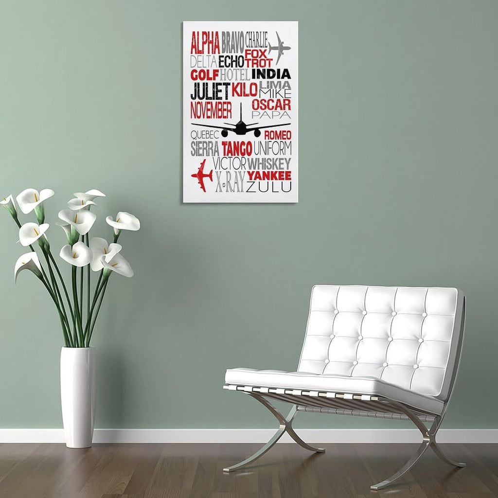 Phonetic Alphabet Poster, Airplane Nursery Art, Airplane Wall Art, Phonetic Alphabet Gift, Aviation Canvas Wall Art Print Are Used For Room Aesthetics And Decoration 24x36inch(60x90cm)