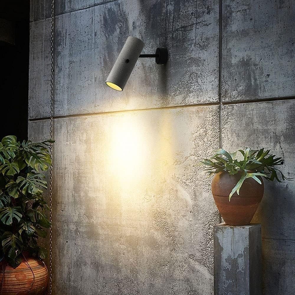 Adjustable Accent Spotlight Indoor Cylindrical Bedside Wall Sconce Retro Cement Wall Light Modern Black Hallway Wall Lamp GU10 Surface Mounted Down Light Headboard for Bedroom