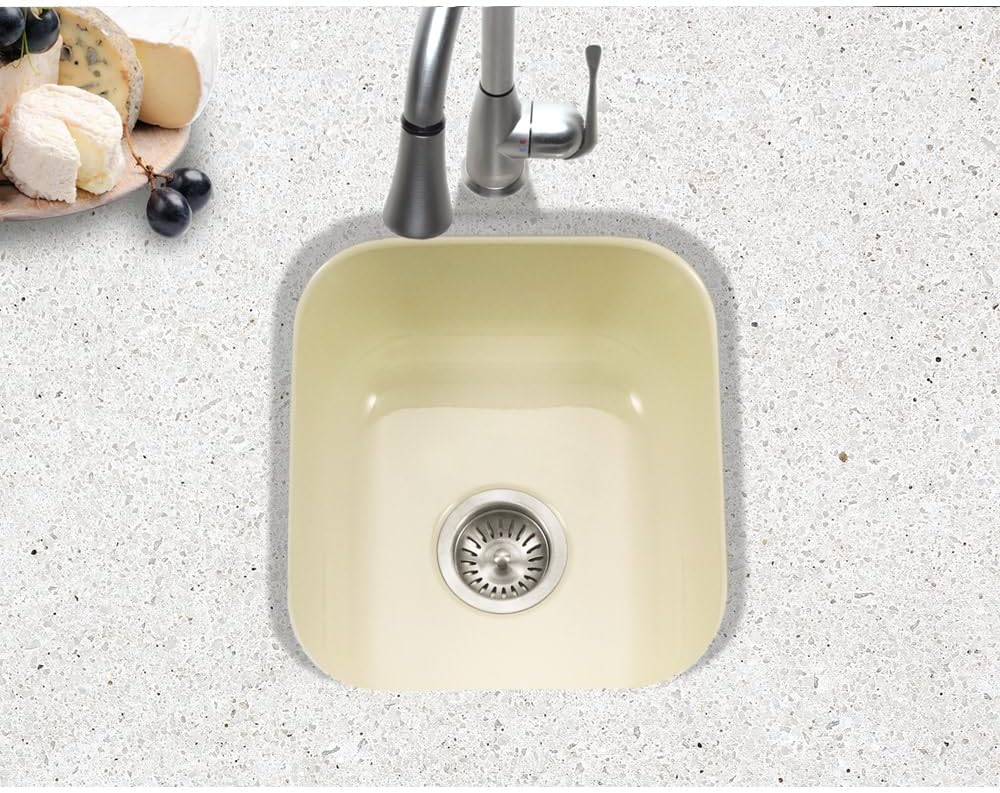 Houzer Porcela Mint Porcelain Enamel Steel Kitchen Sink: 17 Inch Undermount Single Bowl Sink, Durable & Versatile, Essential for Home and Apartment: PCB-1750 MT