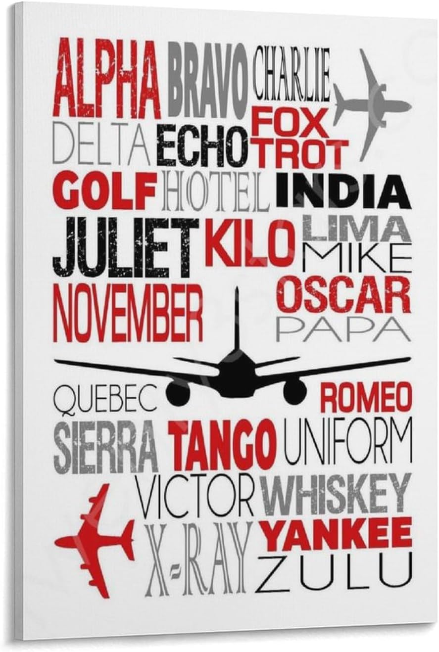 Phonetic Alphabet Poster, Airplane Nursery Art, Airplane Wall Art, Phonetic Alphabet Gift, Aviation Canvas Wall Art Print Are Used For Room Aesthetics And Decoration 24x36inch(60x90cm)