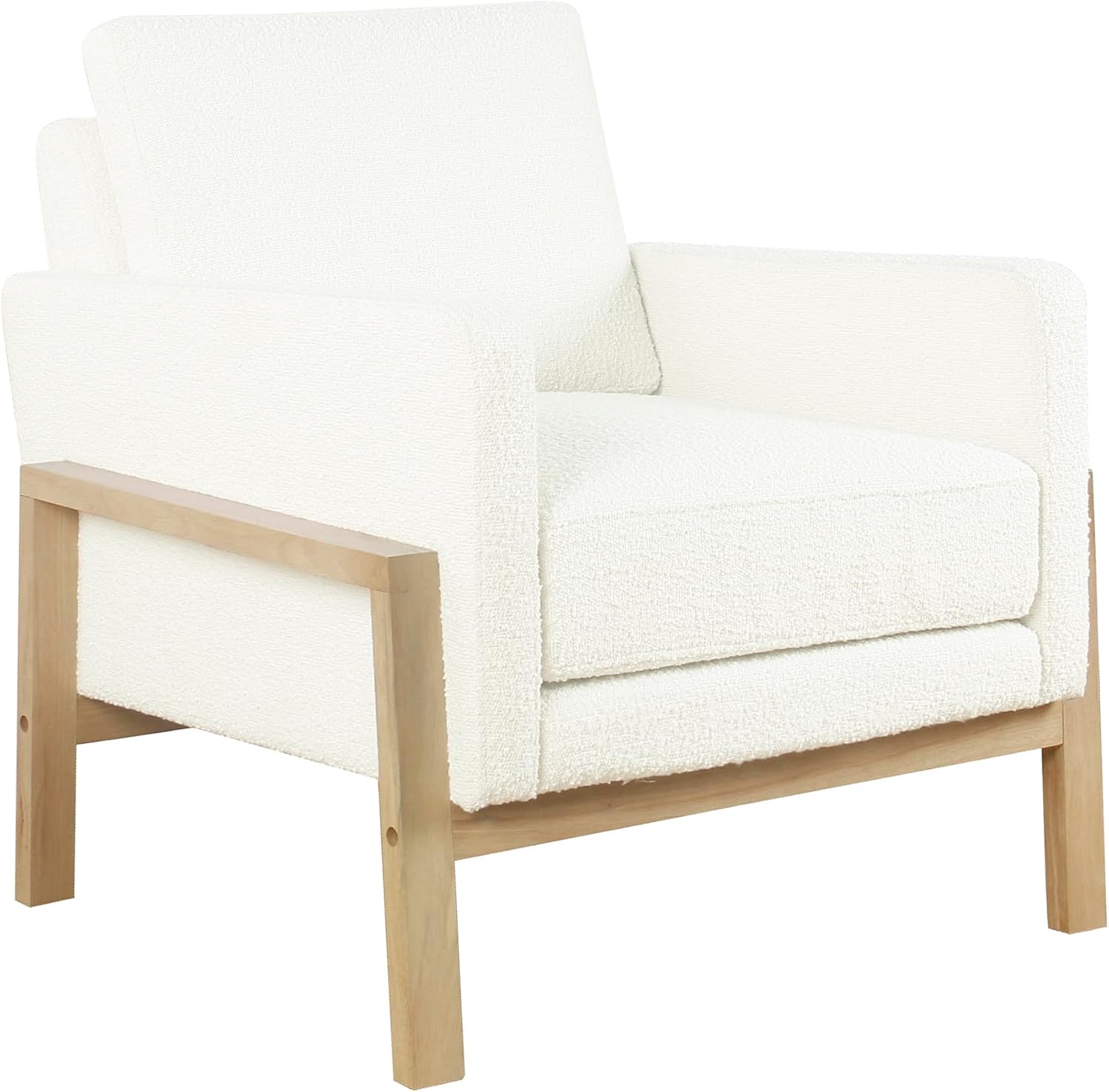 HomePop Wood Frame Accent Chair | Homepop Home Decor | Accent Chairs for Living Room & Bedroom - Cream Boucle