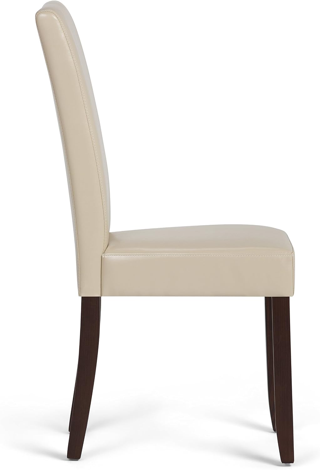 SIMPLIHOME Acadian Dining Chairs - Upholstered Solid Hardwood and Vegan Leather Parsons Chair Set in Satin Cream, Transitional Dining Room Seating with Padded Back and Seat (Set of 2)