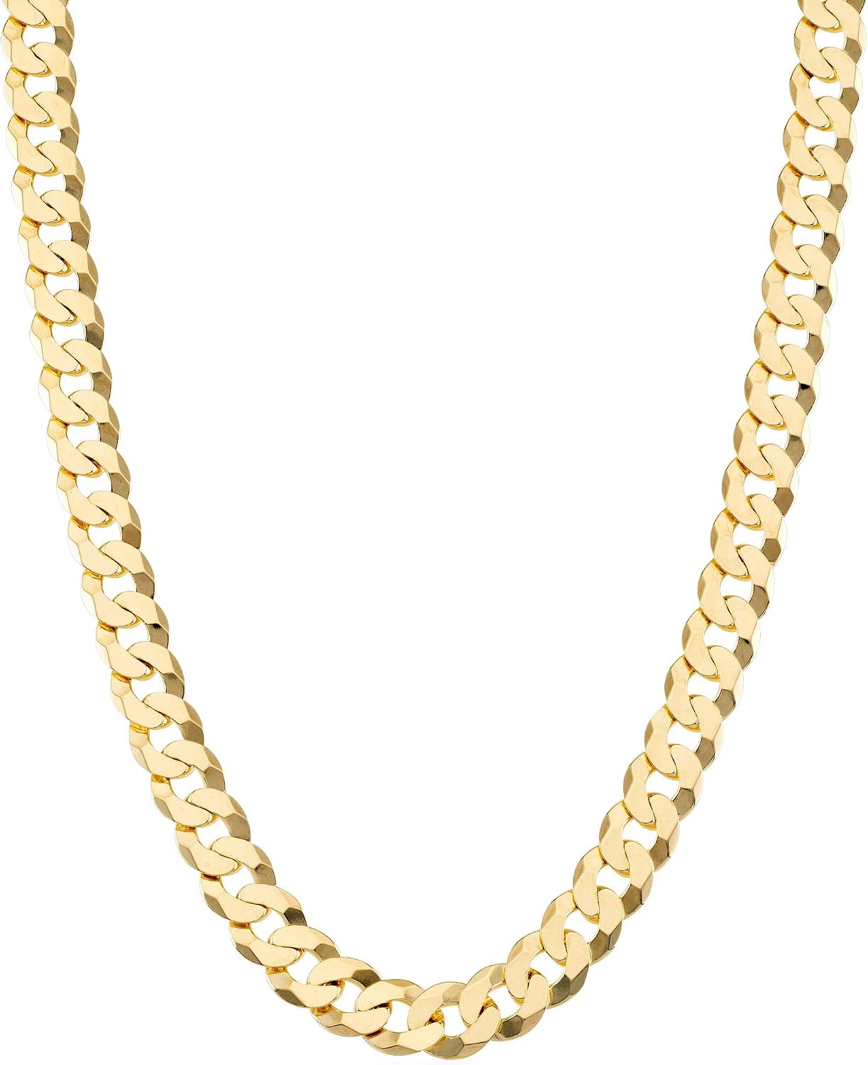 Miabella Italian 18K Gold Plated 925 Sterling Silver 7mm Cuban Link Curb Chain Necklace for Men Women, Made in Italy