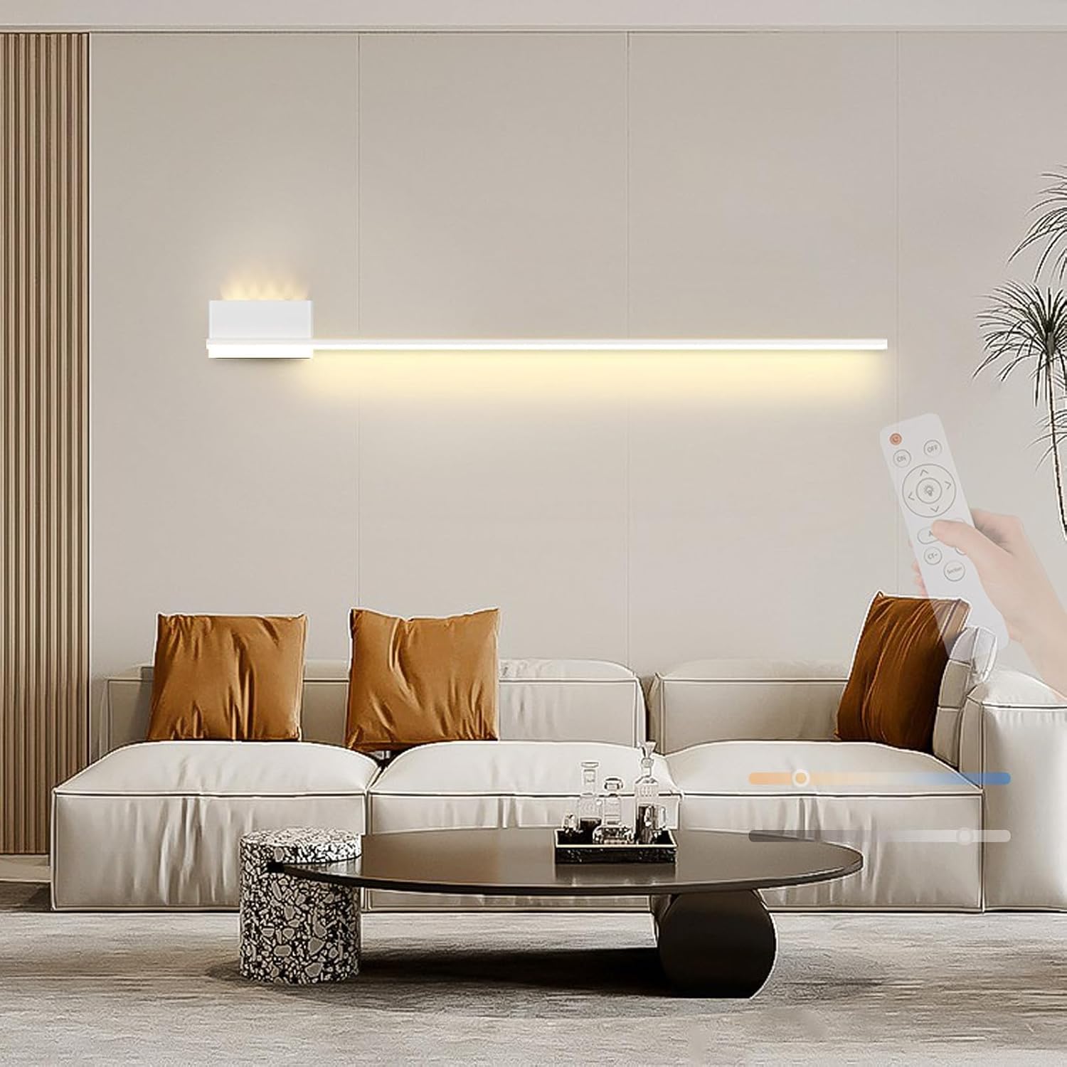 LED Wall Light Indoor with Remote Control Dimming 2700K-6500K Wall Sconce with Spotlight Wall Lighting Long Strip Aluminium for Bedroom Stairs Living Room