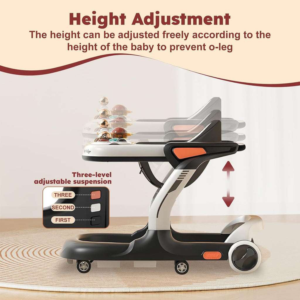 5 in 1 Baby Walker with Wheels,Adjustable Speed Activity Baby Walker,Anti-Fall Bouncer Combo Baby Walkers,Detachable Trampoline Mat for Boys Girls Babies 6-18 Months