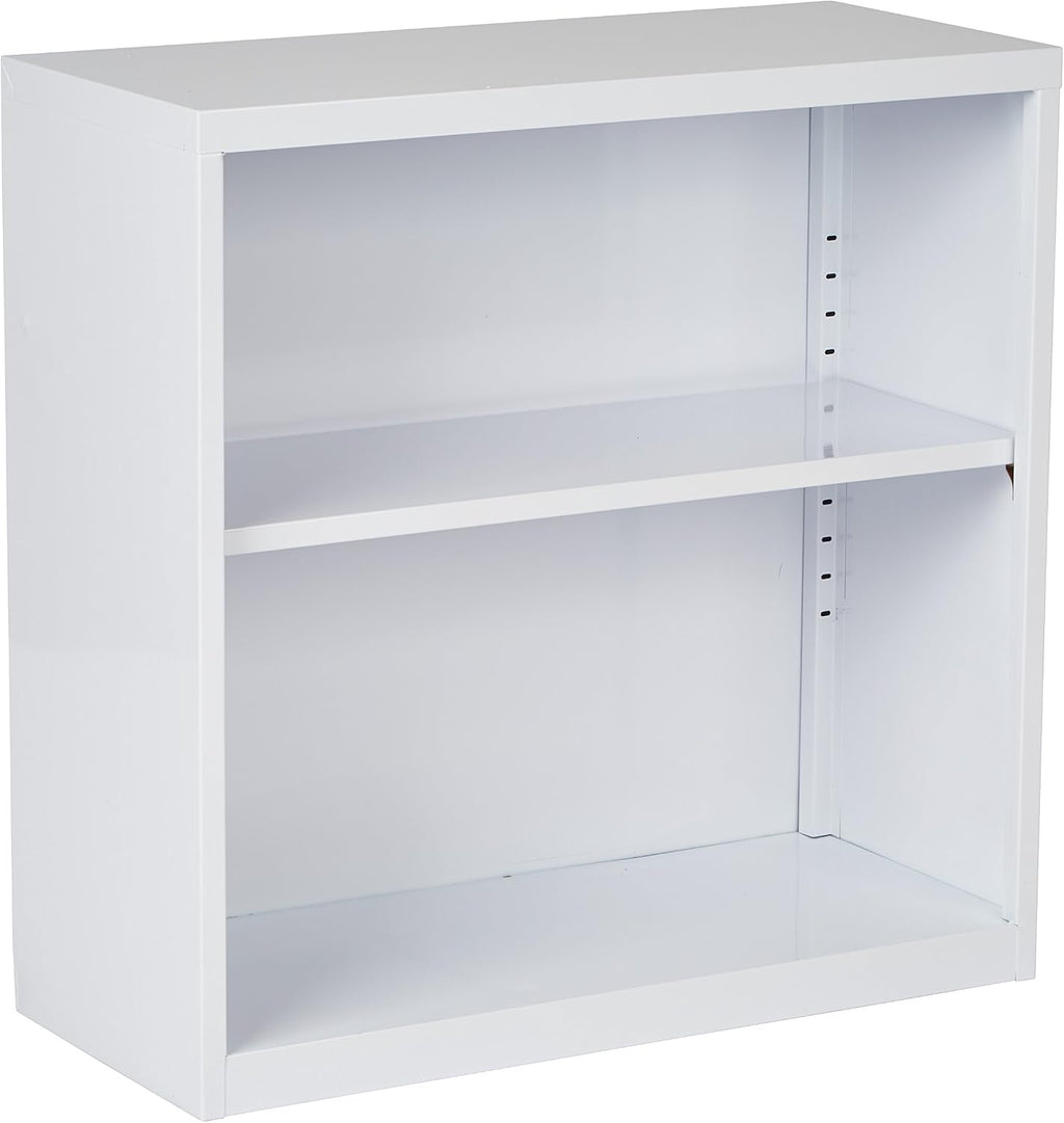 OSP Home Furnishings Metal Bookcase with 1 Adjustable Shelf, White Finish