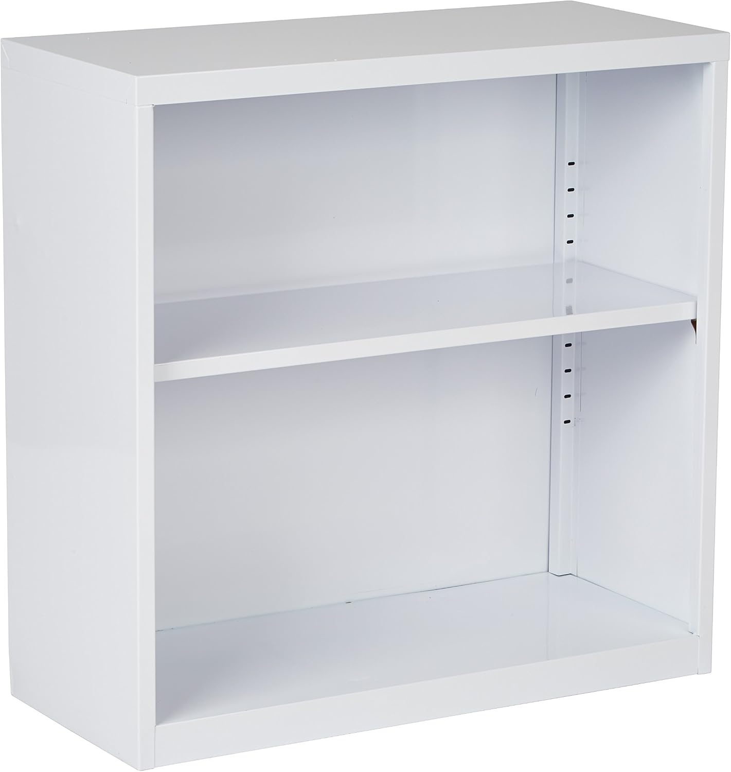 OSP Home Furnishings Metal Bookcase with 1 Adjustable Shelf, White Finish