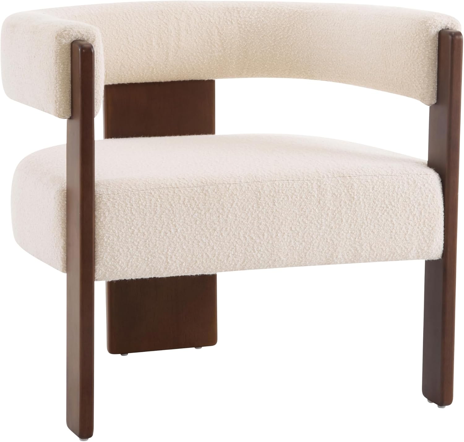 Christopher Knight Home Nettie Modern Accent Chair for Living Room, Boucle Fabric Single Lounge Sofa Chair with Wooden Frame, Comfy Reading Chair for Bedroom, Lounge Armchair with Soft Cushion, Beige