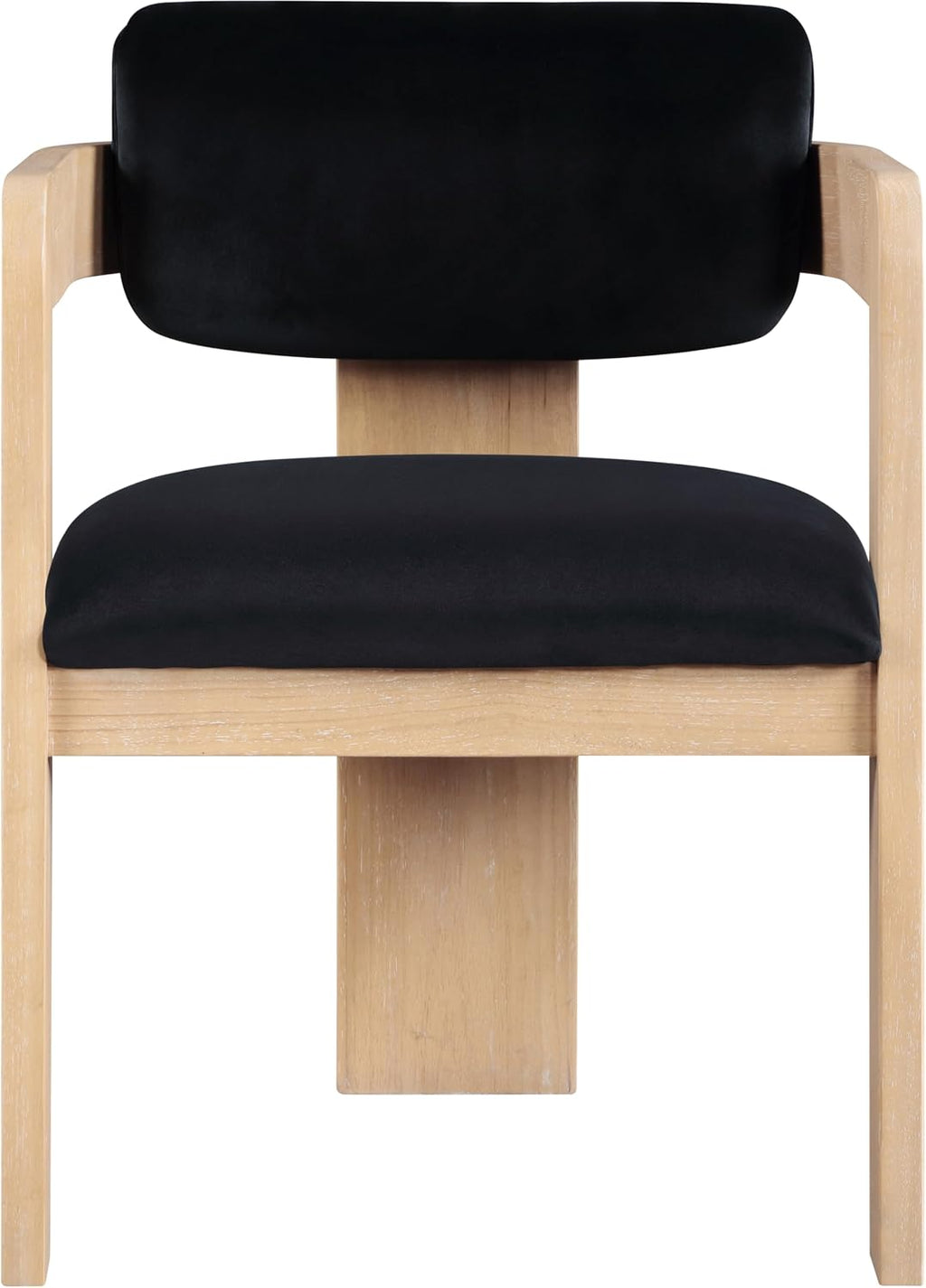 Meridian Furniture Sacha Collection Art Deco Dining Chair, Solid Fluted Wood, 22.5' W x 22' D x 31' H, Set of 2 (Black, Natural Finish, Velvet)