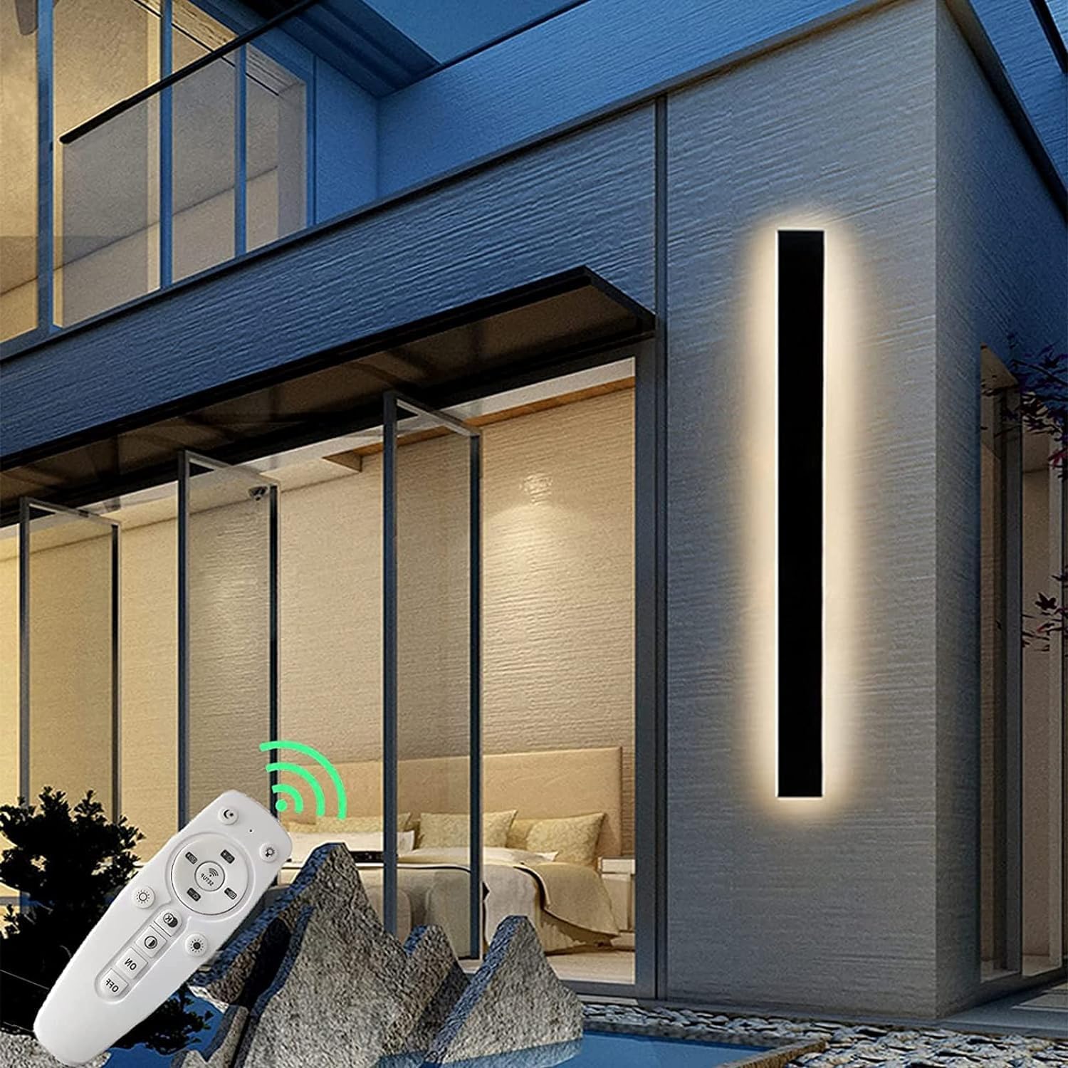 Wall Sconce, Wall Light LED ble Wall Lights Exterior with Remote Control Up Down Wall Lamp Indoor Outside Porch Garden Light IP65 Waterproof Wall Sconces Long Strip Spotlight
