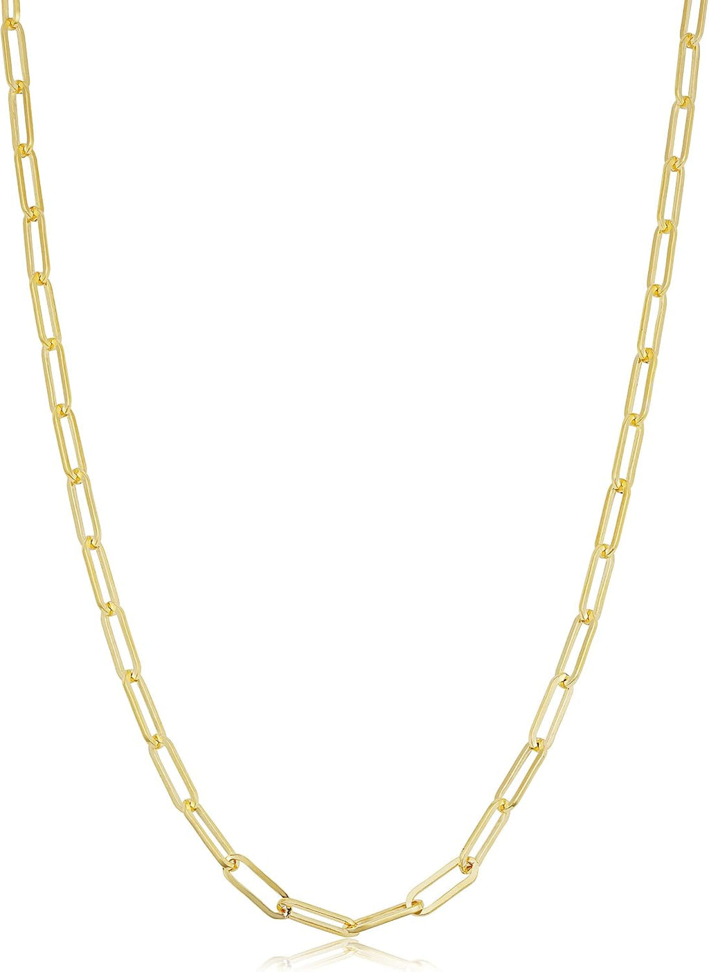 Kooljewelry Womens Minimalist Chain - 14k Gold Filled Paperclip Necklace, Link Jewelry