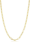 Kooljewelry Womens Minimalist Chain - 14k Gold Filled Paperclip Necklace, Link Jewelry