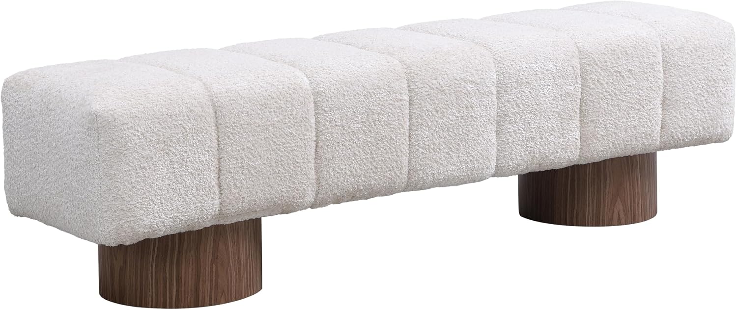 Christopher Knight Home Manila 64' Boucle Dining Bench, Upholstered Ottoman Bench, Rectangular Dining Seat, Spacious Seating, Long Footstool for Living Room Dining Room, No Assembly Needed, Beige