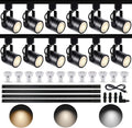 Black Dimmable LED Track Lighting Kit, 3CCT 10W Track Lighting Heads 3000K/4000K/6000K Adjustable with 13FT H-Type Track Light Rails 12PCS Ceiling Spotlight Fixture Replaceable GU10 Bulbs