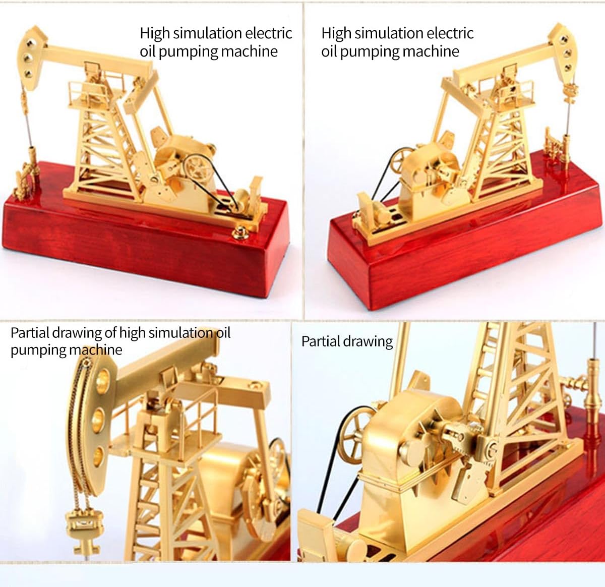 3D Electric Metal Oil Well Pump Jack Model, DIY Industrial Mechanical Model Toy Gift, Creative Desktop Ornament Decoration, Science Eductional Toy