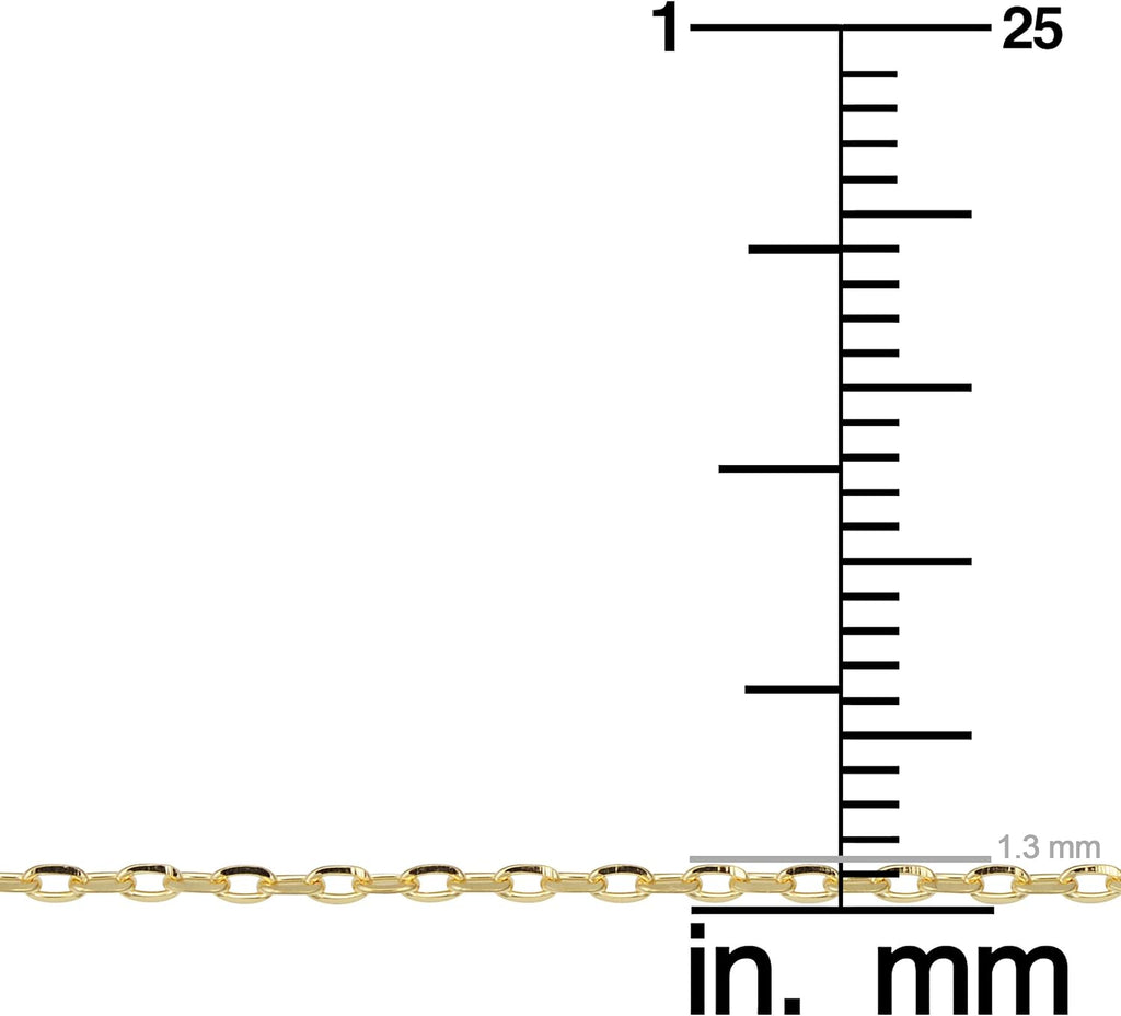 Kooljewelry 14k Yellow Gold Diamond-Cut Cable Chain Necklace For Women - Real Gold (choose 1mm or 1.3mm thick - sizes from 14 to 20 inch)