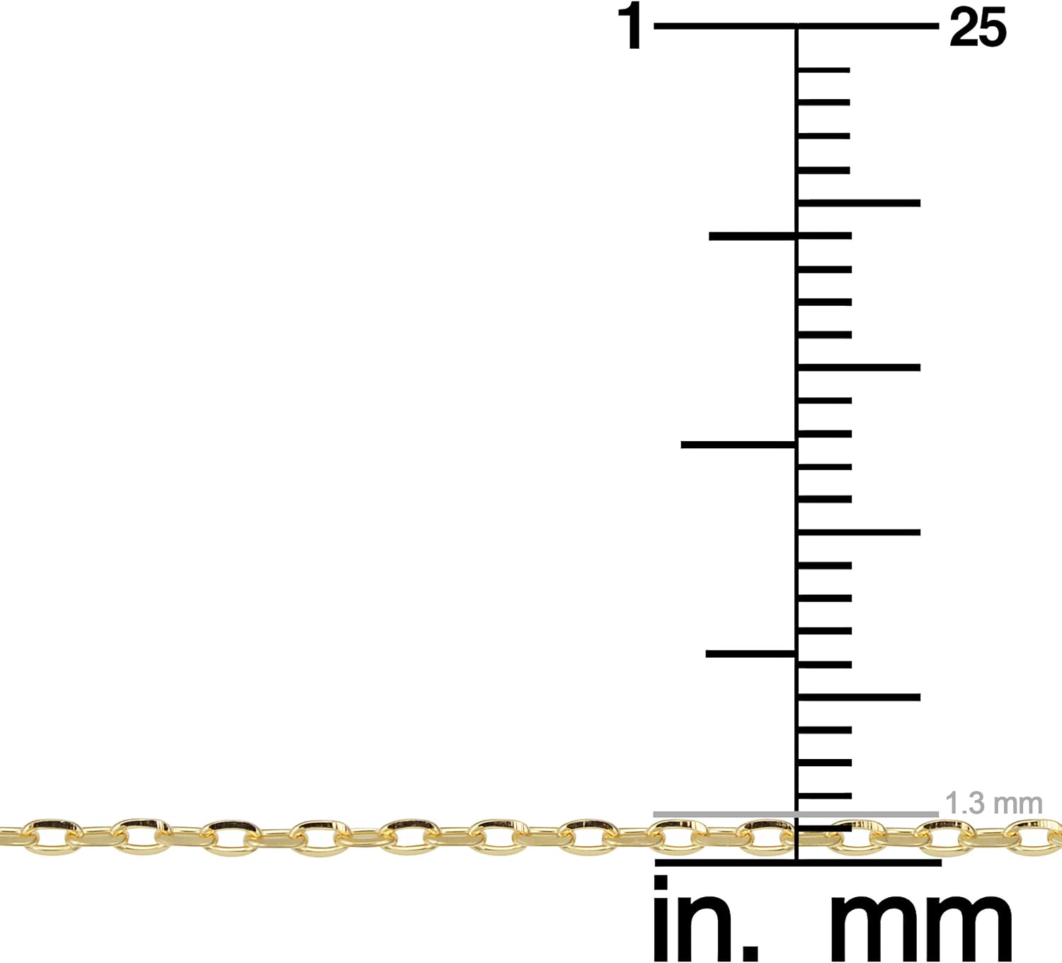 Kooljewelry 14k Yellow Gold Diamond-Cut Cable Chain Necklace For Women - Real Gold (choose 1mm or 1.3mm thick - sizes from 14 to 20 inch)