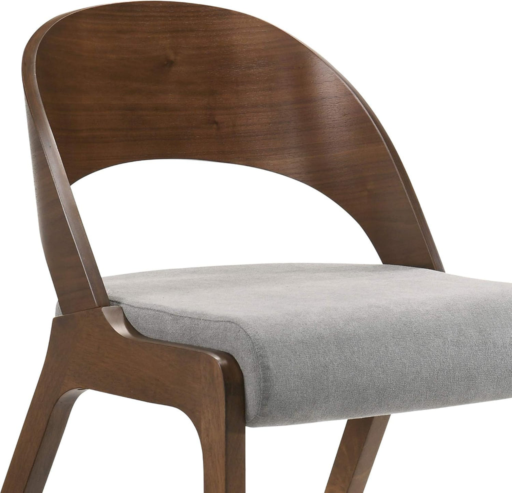 Armen Living Polly Mid-Century Modern Dining Accent Chairs Finish Fabric-Set of 2, 20' Wide, Walnut/Grey