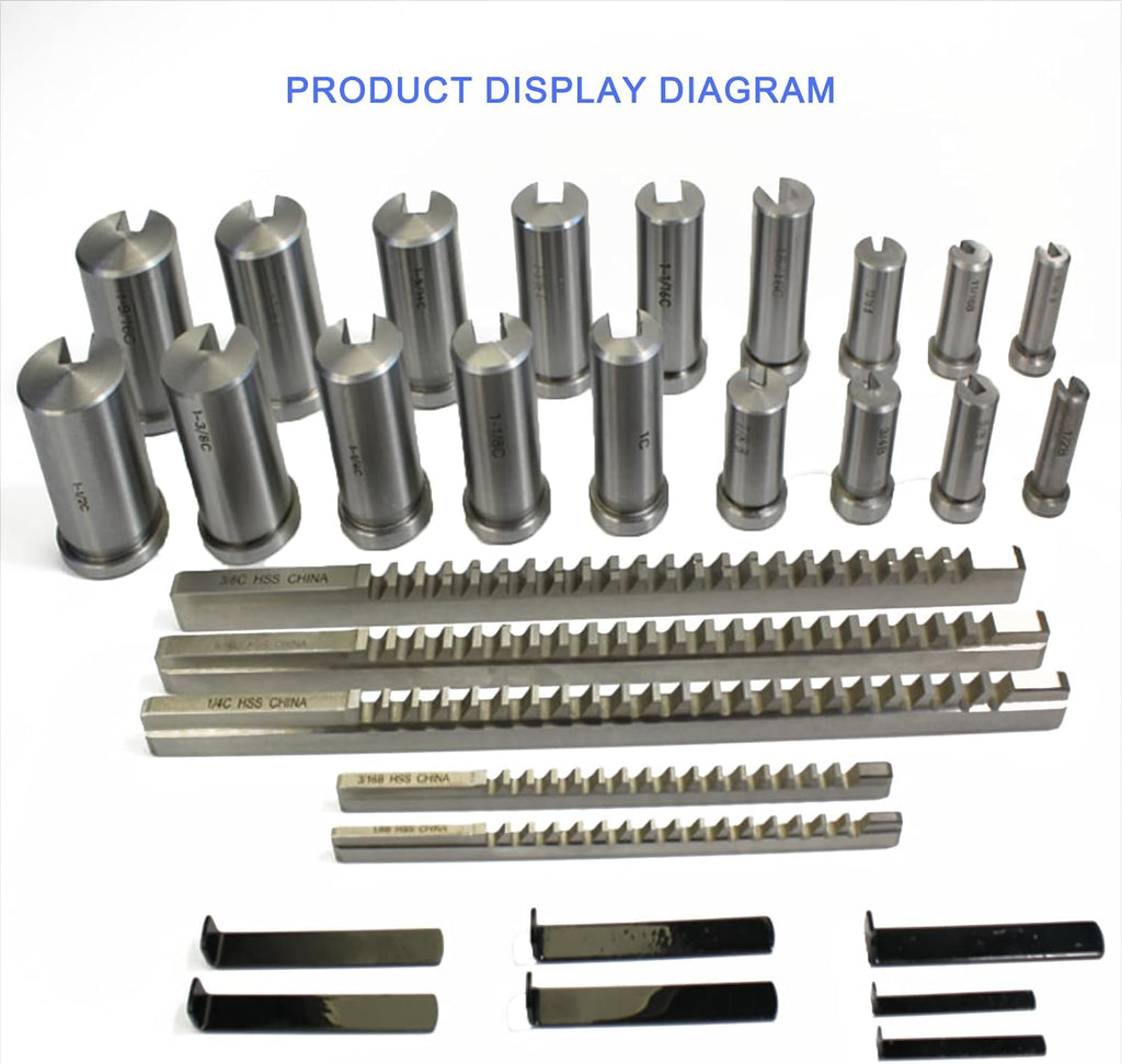 Machinery Keyway Tools, 30 Pcs Keyway Broach Set in Fitted Box, 5 Pcs Broach 18 Collared Bushing 7 Gaskets, Push Type Keyway Broaches Industrial Tools Metric Size Broaching Cutter