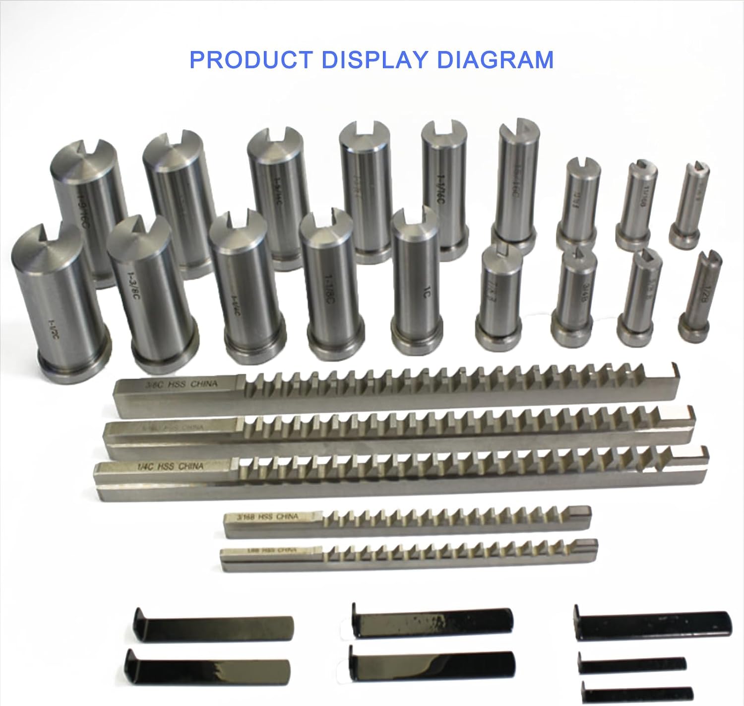 Machinery Keyway Tools, 30 Pcs Keyway Broach Set in Fitted Box, 5 Pcs Broach 18 Collared Bushing 7 Gaskets, Push Type Keyway Broaches Industrial Tools Metric Size Broaching Cutter