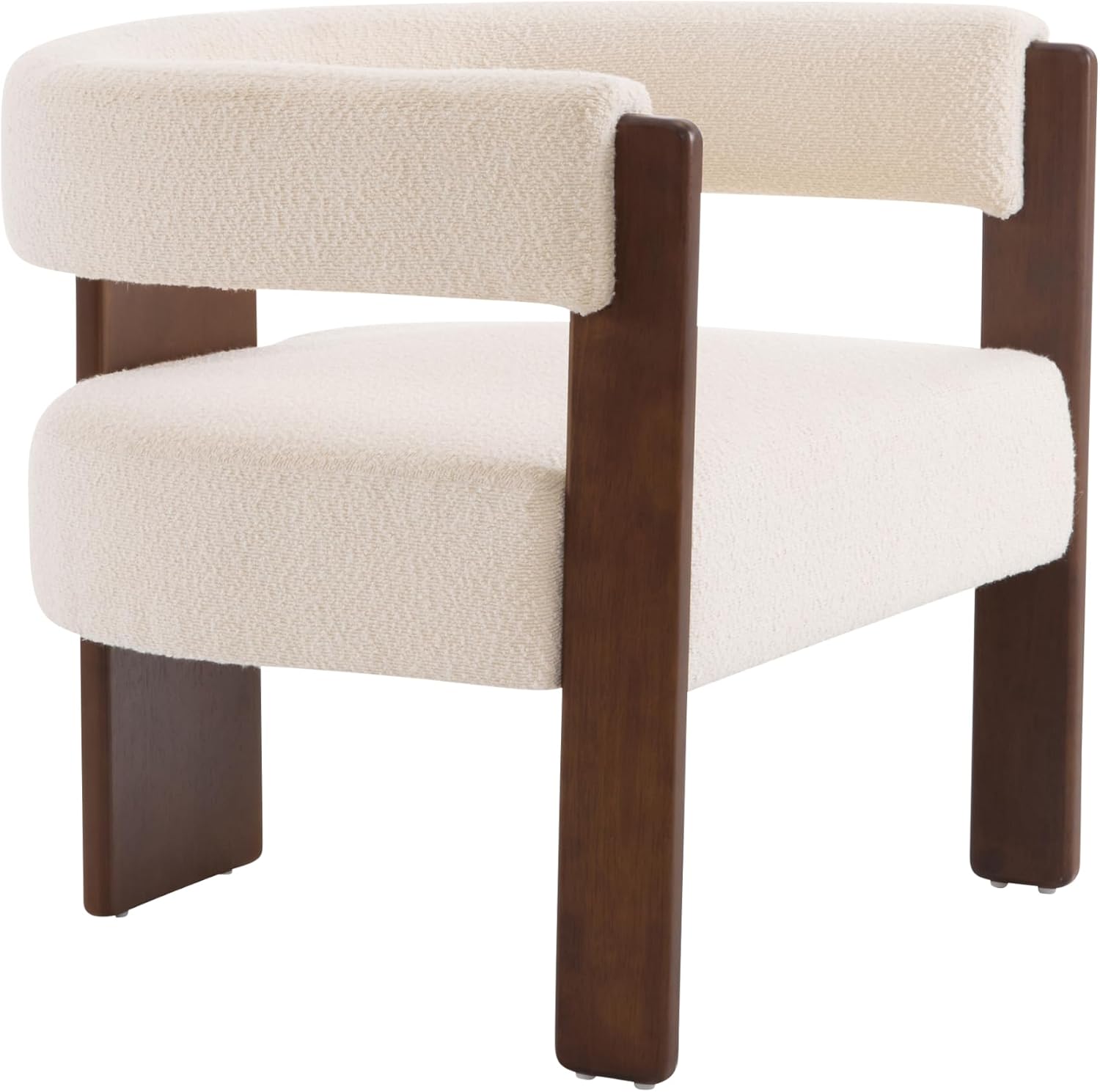 Christopher Knight Home Nettie Modern Accent Chair for Living Room, Boucle Fabric Single Lounge Sofa Chair with Wooden Frame, Comfy Reading Chair for Bedroom, Lounge Armchair with Soft Cushion, Beige