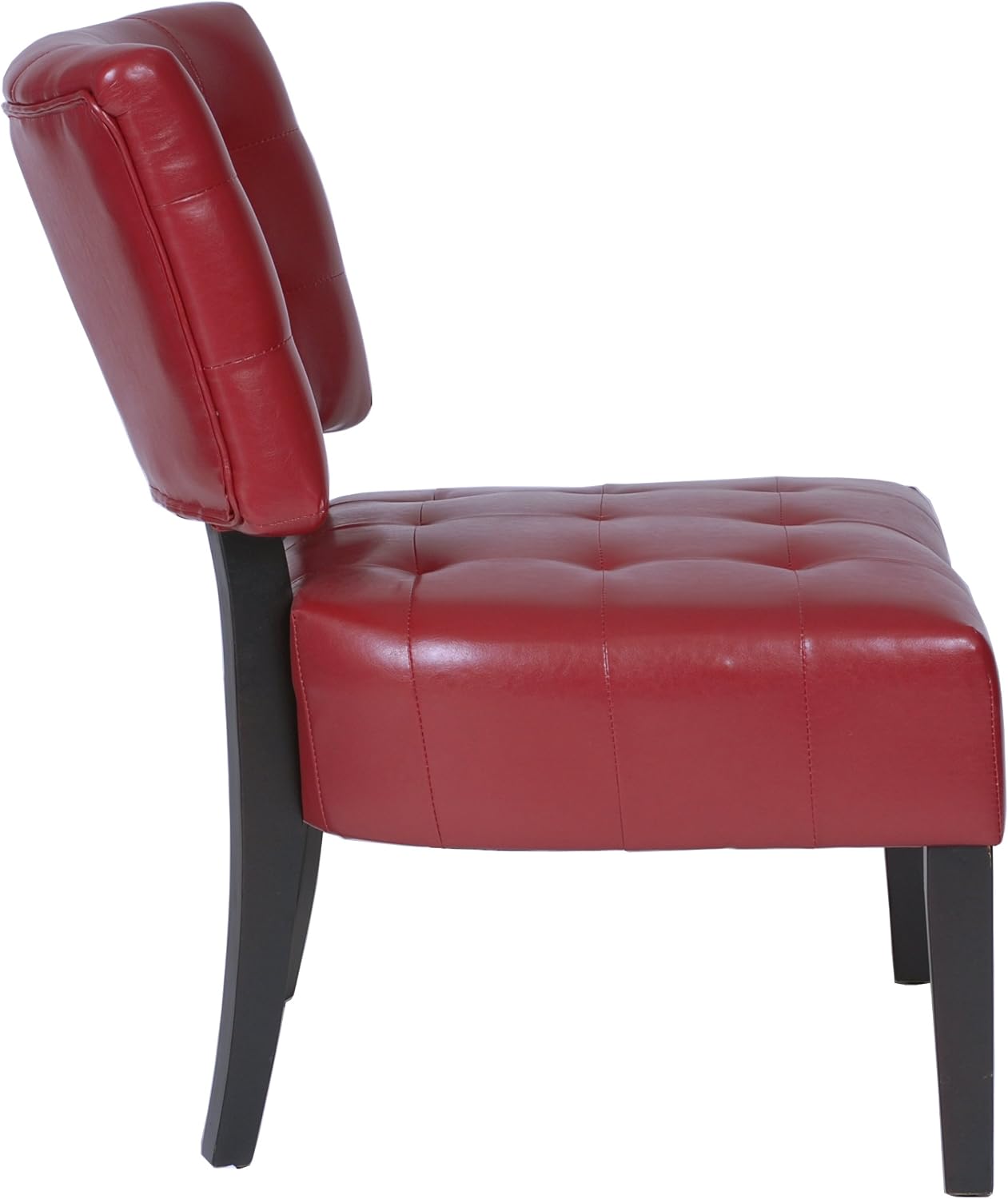 Roundhill Furniture Blended Leather Tufted Accent Chair with Oversized Seating, Red