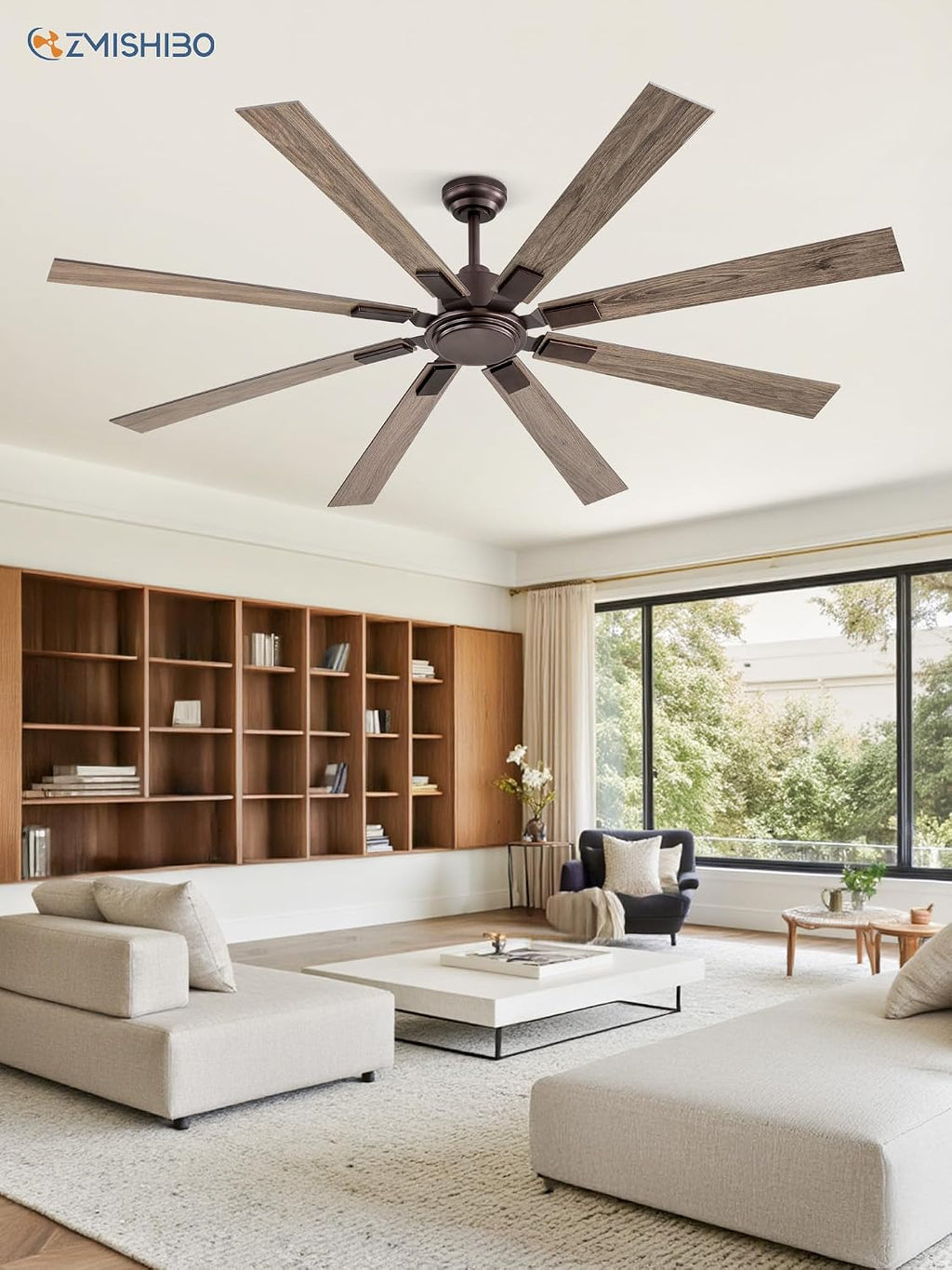 ZMISHIBO 72 Inch Oil Rubbed Bronze Ceiling Fans No Light with Remote, Indoor/Outdoor Farmhouse Ceiling Fan Without Light for Living Room Patio, 6 Speed Reversible Quiet DC Motor, Dual Finish Blades