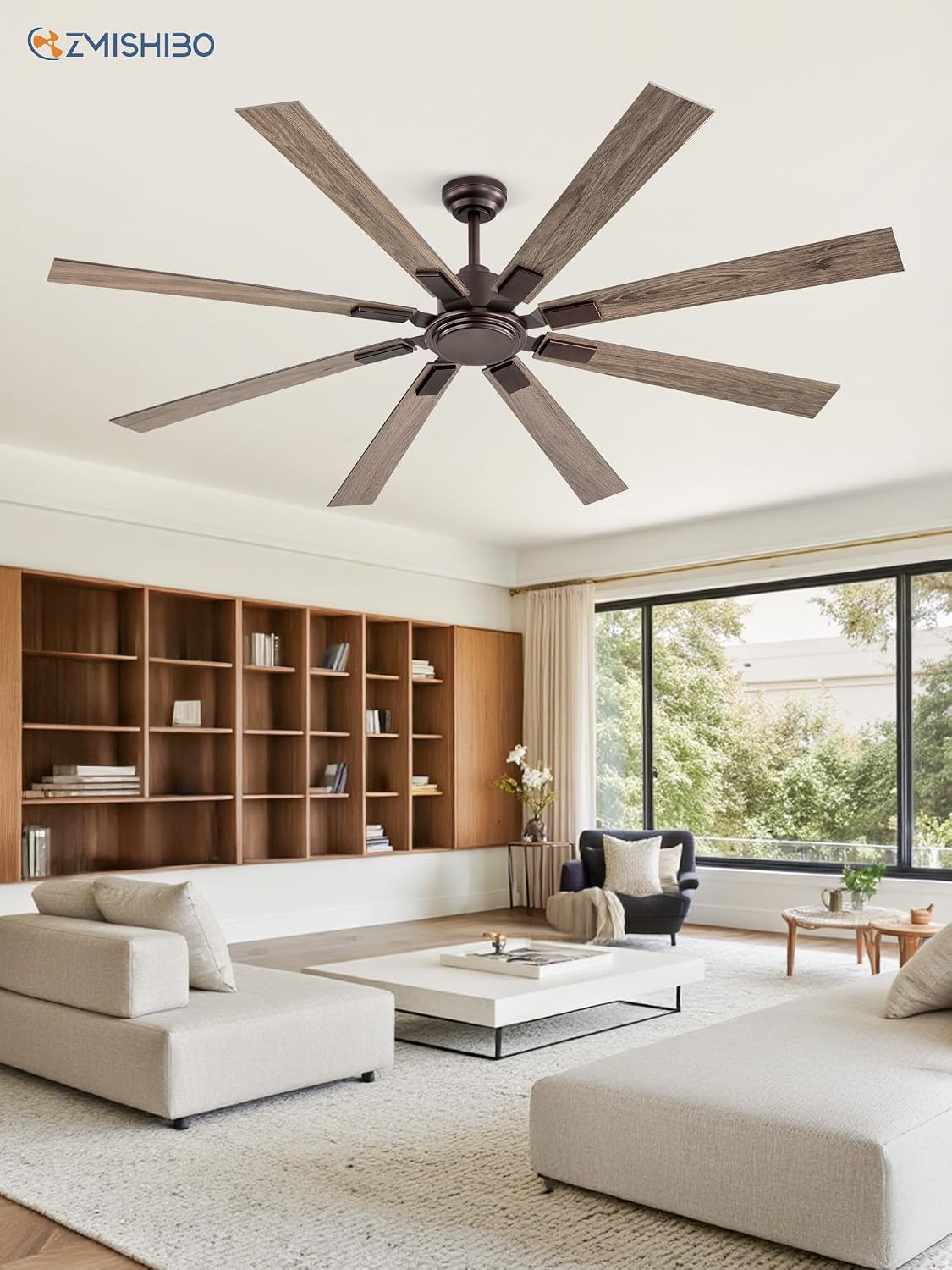 ZMISHIBO 72 Inch Oil Rubbed Bronze Ceiling Fans No Light with Remote, Indoor/Outdoor Farmhouse Ceiling Fan Without Light for Living Room Patio, 6 Speed Reversible Quiet DC Motor, Dual Finish Blades
