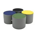 FDP SoftScape 15 inch Round Two-Tone Accent Ottoman for Ages 3-7 Modern Children's Furniture, Flexible, Lightweight Foam Seating for Home, Playroom, Classroom, Library (4-Piece) - Gray, 12763-GY