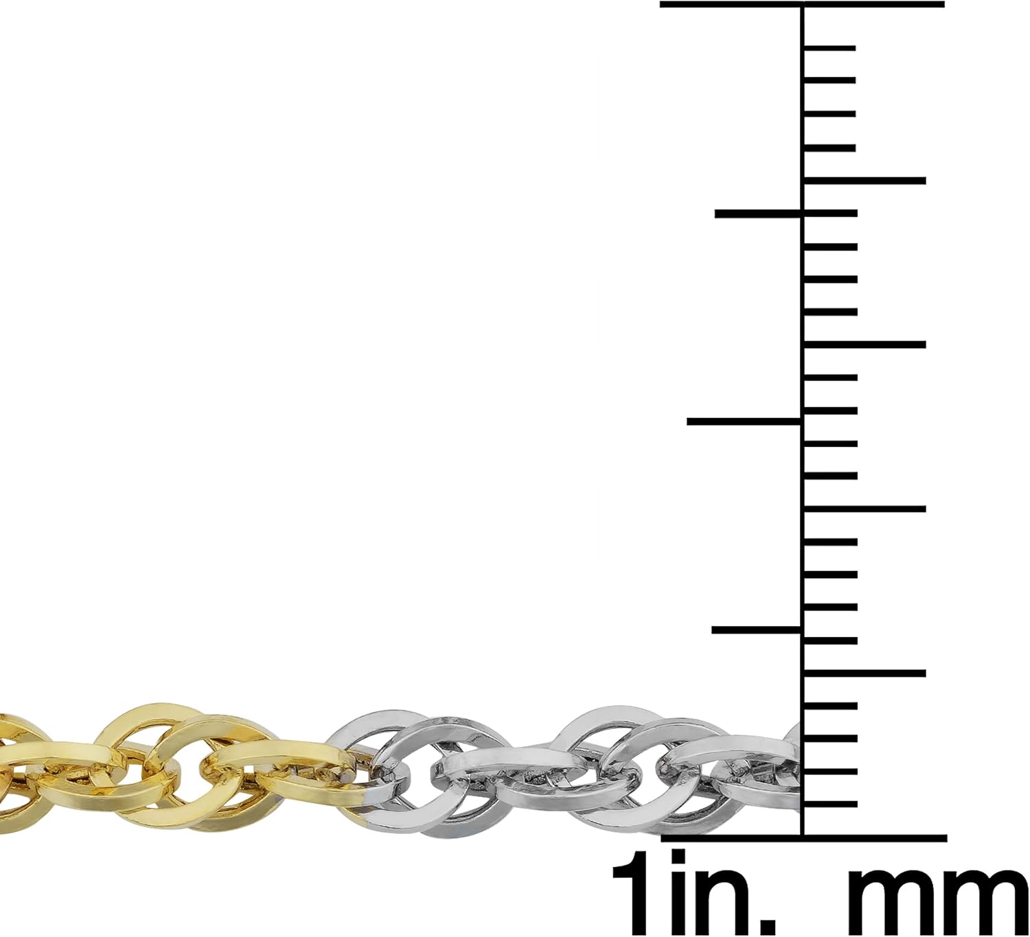 Kooljewelry Womens Chain - 10k Tricolor Gold Double Cable Link Necklace