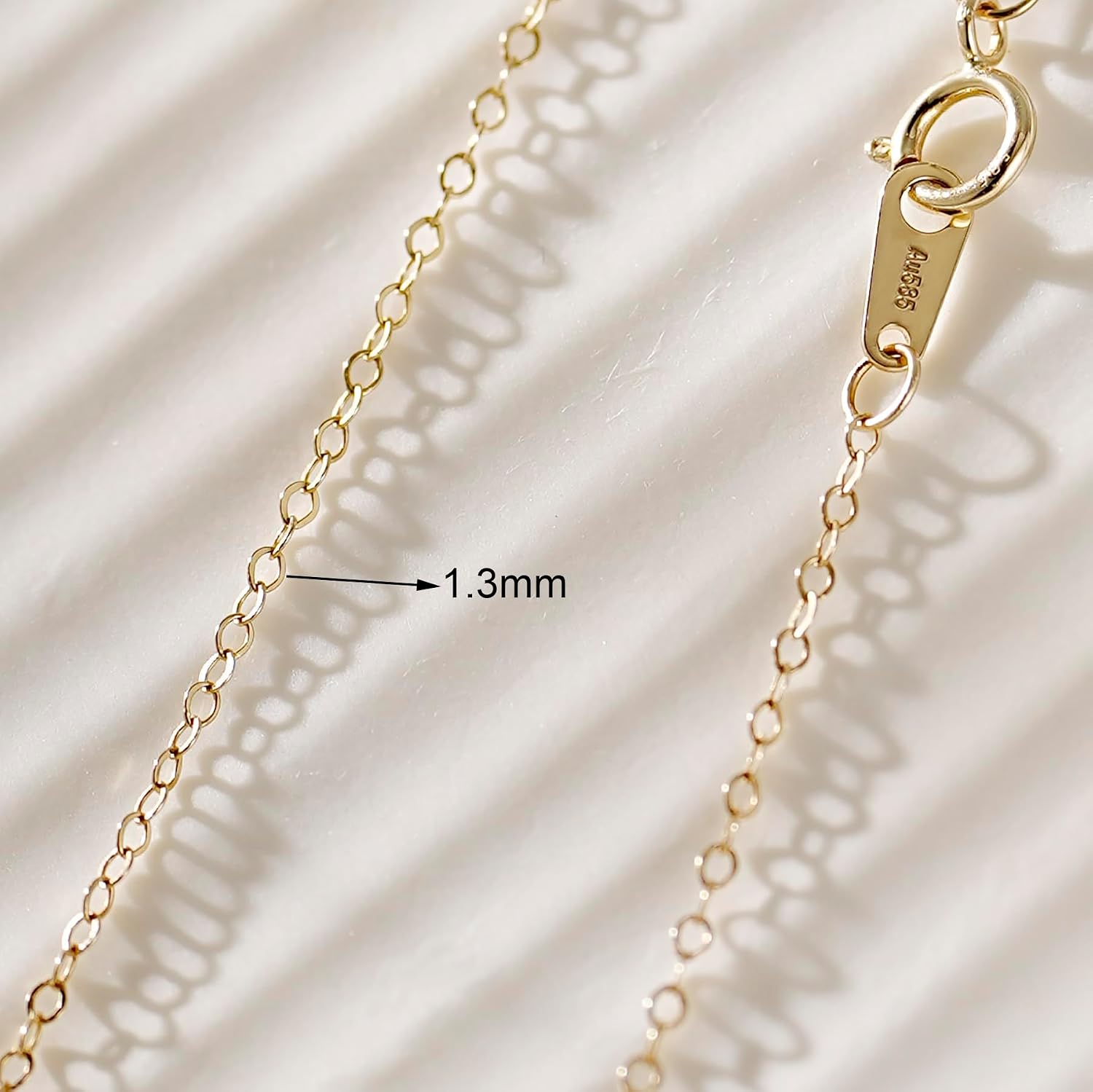 14K Gold Cable Chain Necklace, Dainty Sparkle 1.3mm/1.5mm/1.8mm Cable Link Chain, 16-24 Inches for Women Men, Hypoallergenic, Non-Tarnish, Cadenas de Oro 14K para Mujer