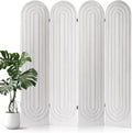Room Divider and Folding Privacy Screen 4 Panel Wood Arched Room Divider Wall, Separators Divider for Room Separation, Folding Portable Partition Screen for Home Office Bedroom (White)