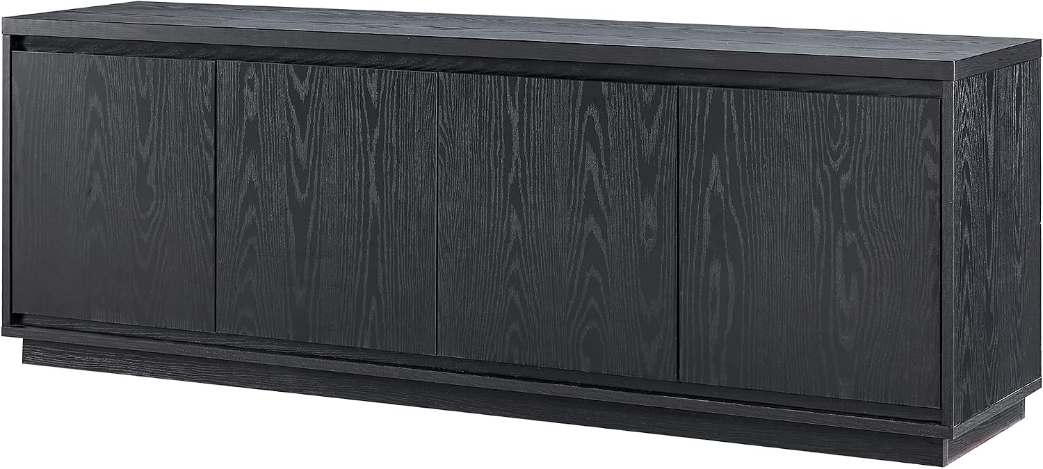 Henn&Hart TV Stand for TVs up to 75' with 2 Concealed Storage Cabinets and Adjustable Shelves for Living Room, Family Room, or Office, Natural Black