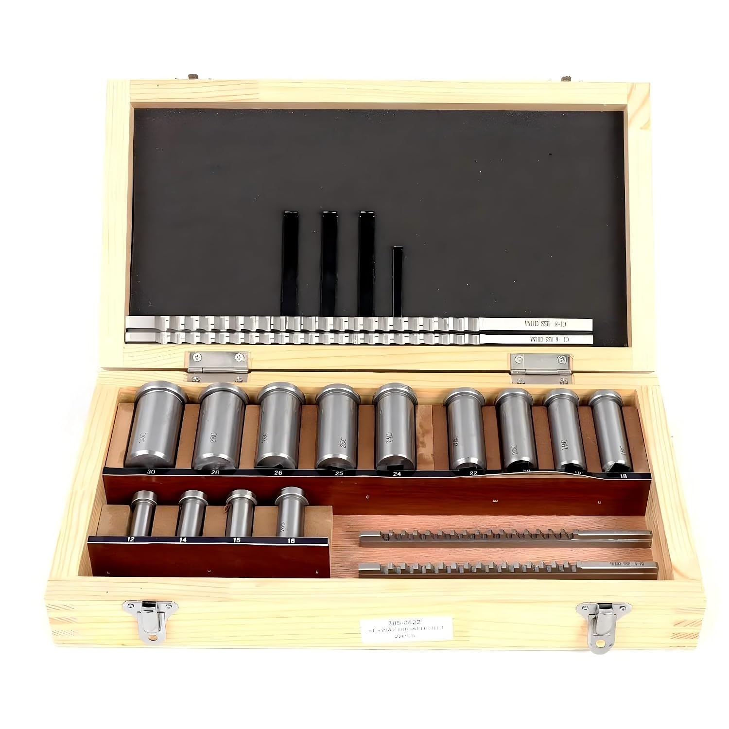 Keyway Broach Kit, 22 Pcs HSS Keyway Broach Set Metric Size Broaching Cutter Collared Ferrule Bushings Gasket Spacer Set Shim CNC Metal Processing Metalworking Set with Case for Lathe,Keyway Size (22)