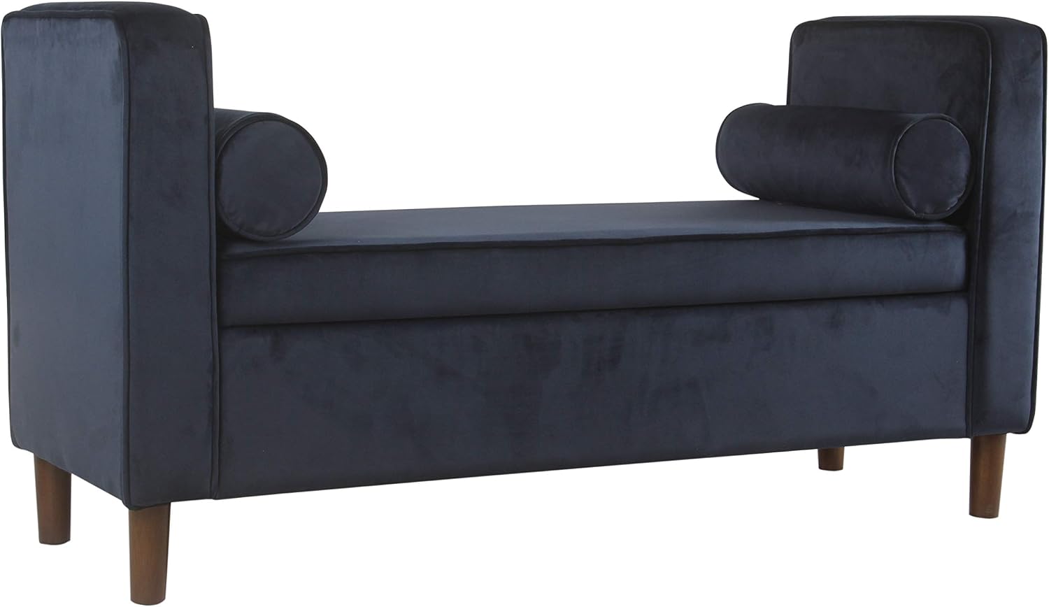 Homepop Home Decor | Upholstered Modern Storage Ottoman Bench with Pillows | Ottoman Bench with Storage for Living Room & Bedroom | Decorative Home Furniture (Navy)