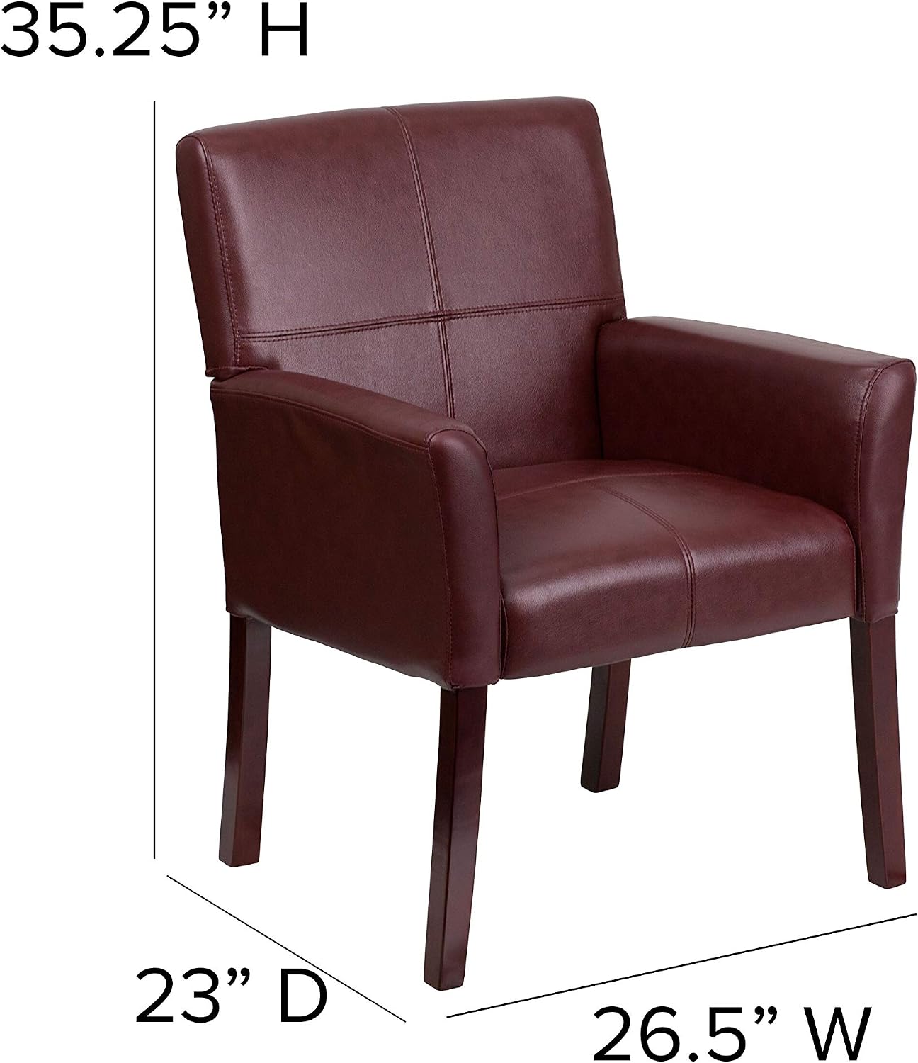 Flash Furniture Taylor Burgundy LeatherSoft Executive Side Reception Chair with Mahogany Legs