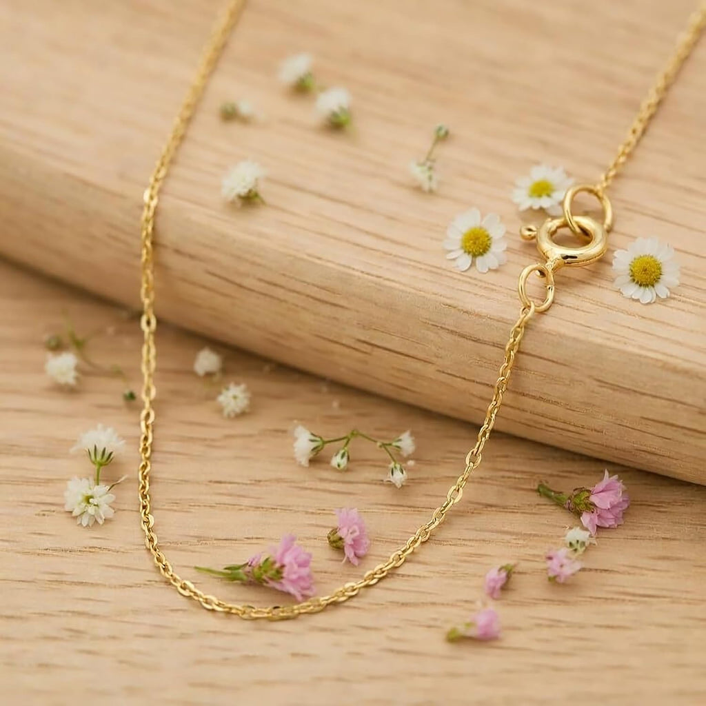 Jewelry Affairs 14k Yellow Real Solid Gold Rope Chain Necklace, 0.9mm
